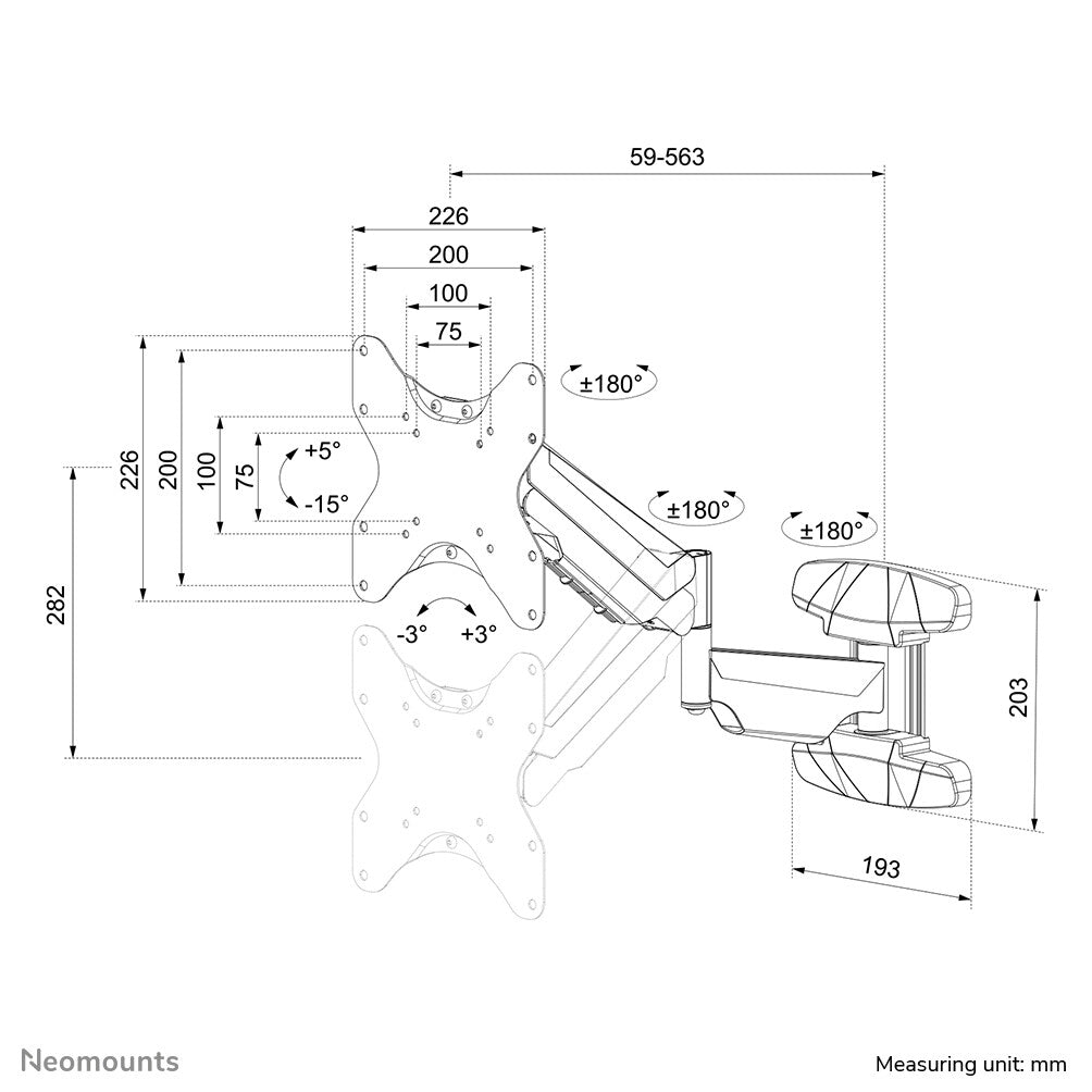 Neomounts WL70-550BL12 - TV wall mount for 58.4 cm (23&quot;) to 106.7 cm (42&quot;)