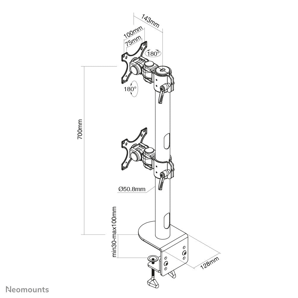 Neomounts FPMA-D960DVBLACKPLUS - Desk monitor mount for 43.2 cm (17&quot;) to 124.5 cm (49&quot;)