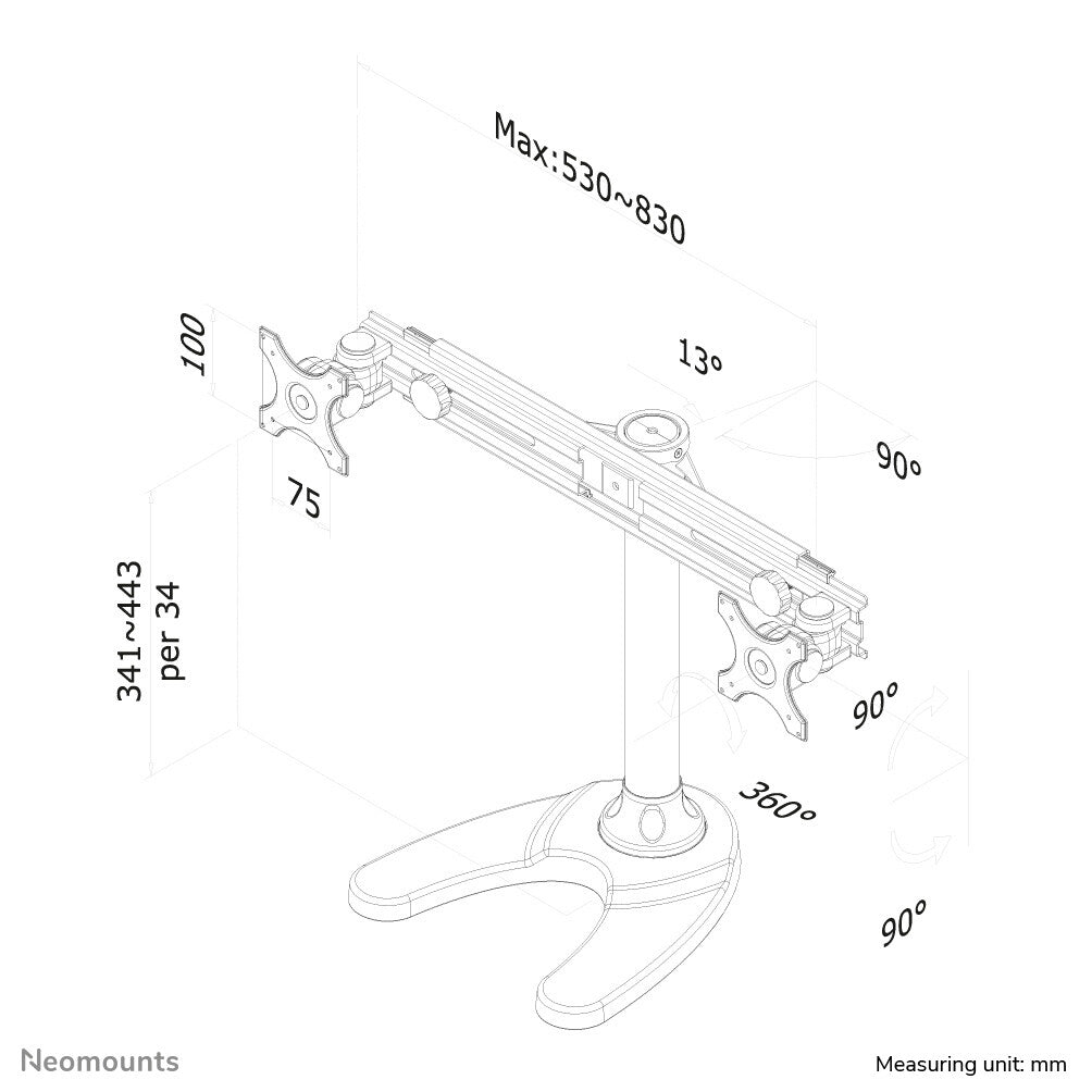 Neomounts FPMA-D700DD - Desk monitor mount for 48.3 cm (19&quot;) to 76.2 cm (30&quot;)