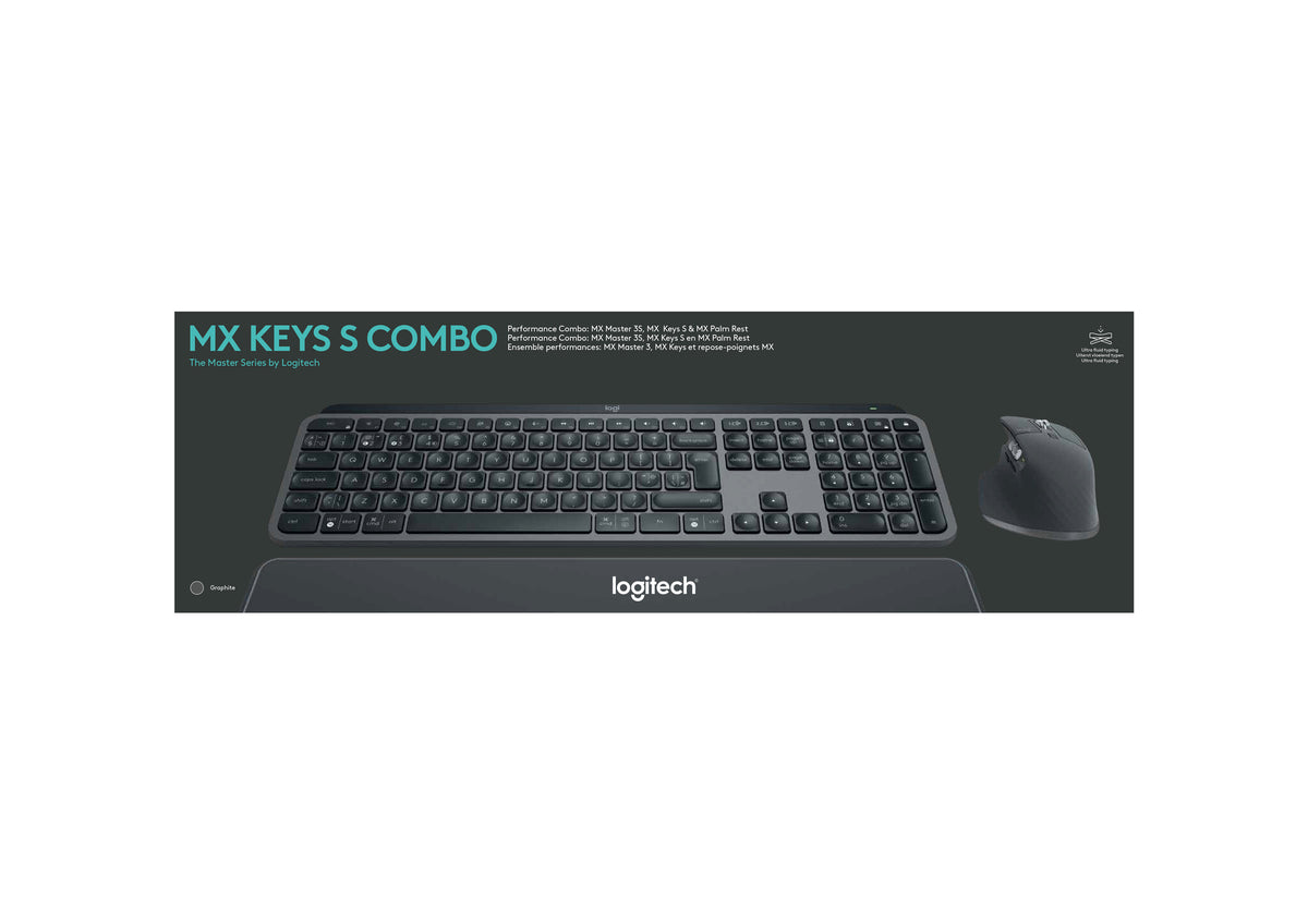 Logitech MX Keys S Combo -  RF Wireless + Bluetooth Mouse + Wireless QWERTY US International Keyboard