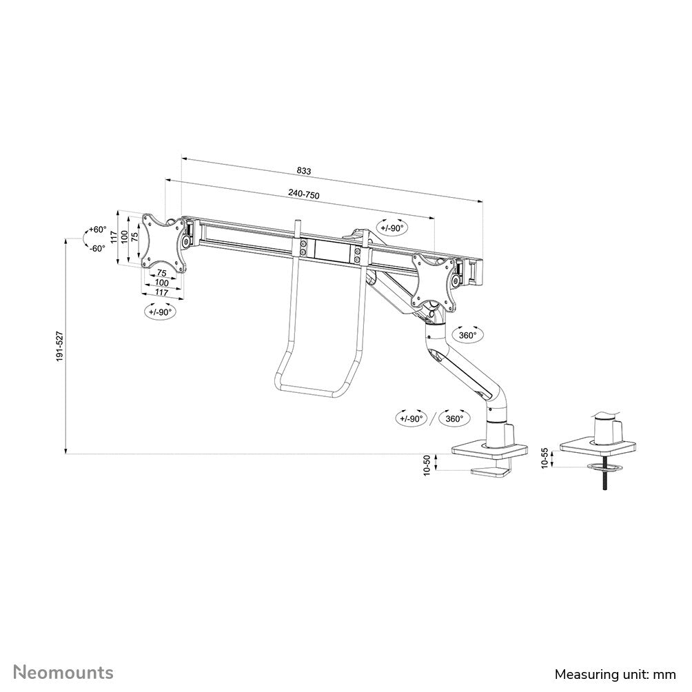 Neomounts DS75S-950BL2 - Desk monitor mount for 43.2 cm (17&quot;) to 68.6 cm (27&quot;)