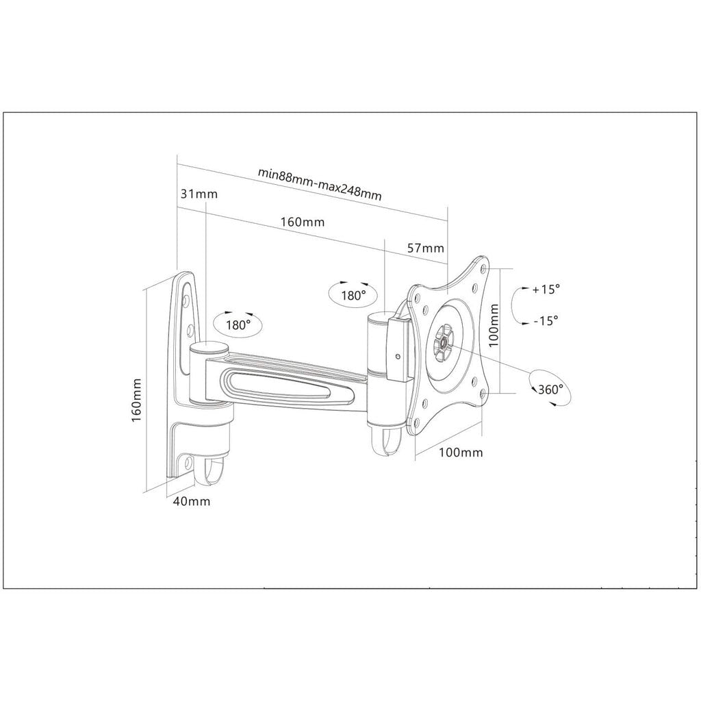 Manhattan 423700 - Wall monitor/TV mount for 33 cm (13&quot;) to 68.6 cm (27&quot;)