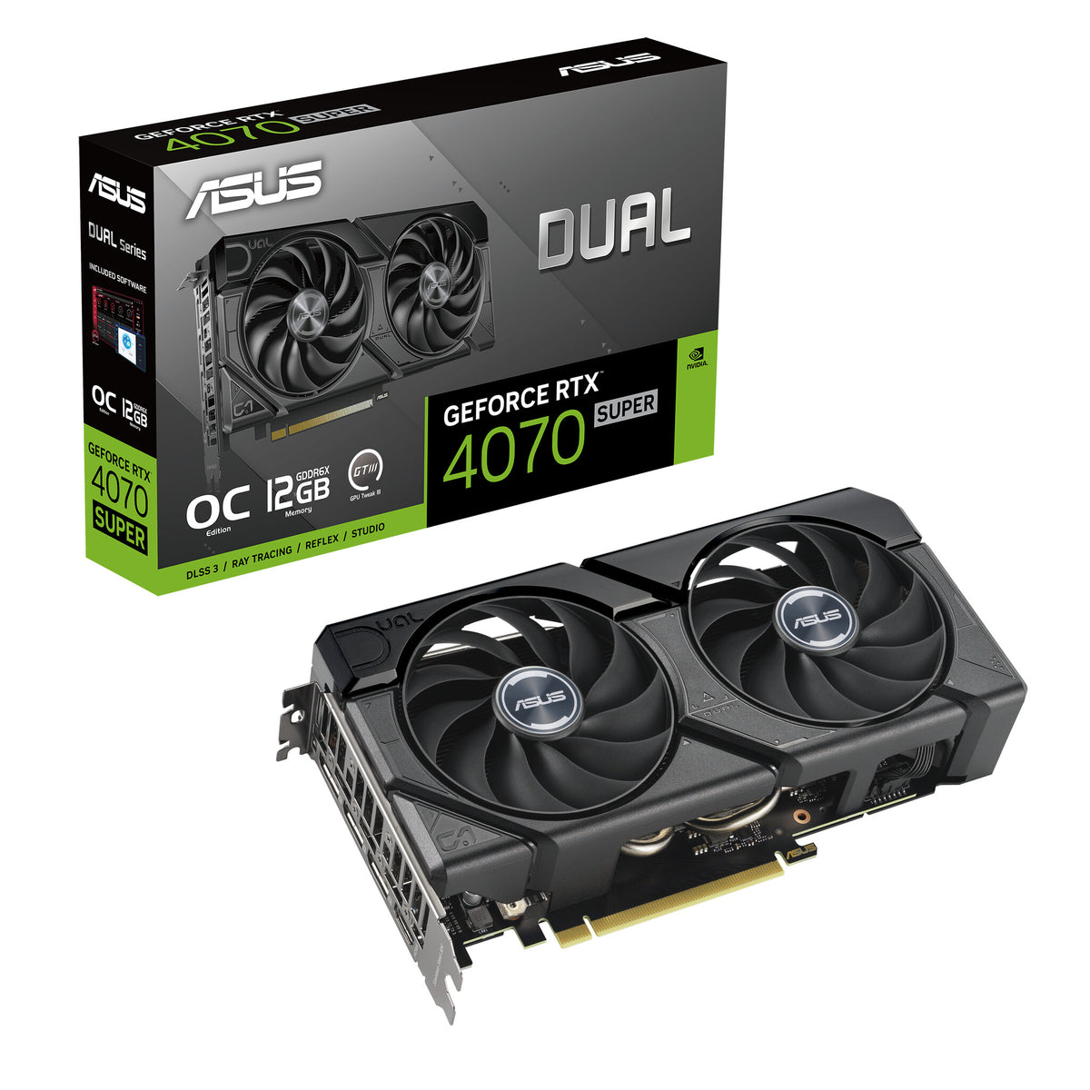 ASUS Dual - NVIDIA 12 GB GDDR6X GeForce RTX 4070 SUPER graphics card