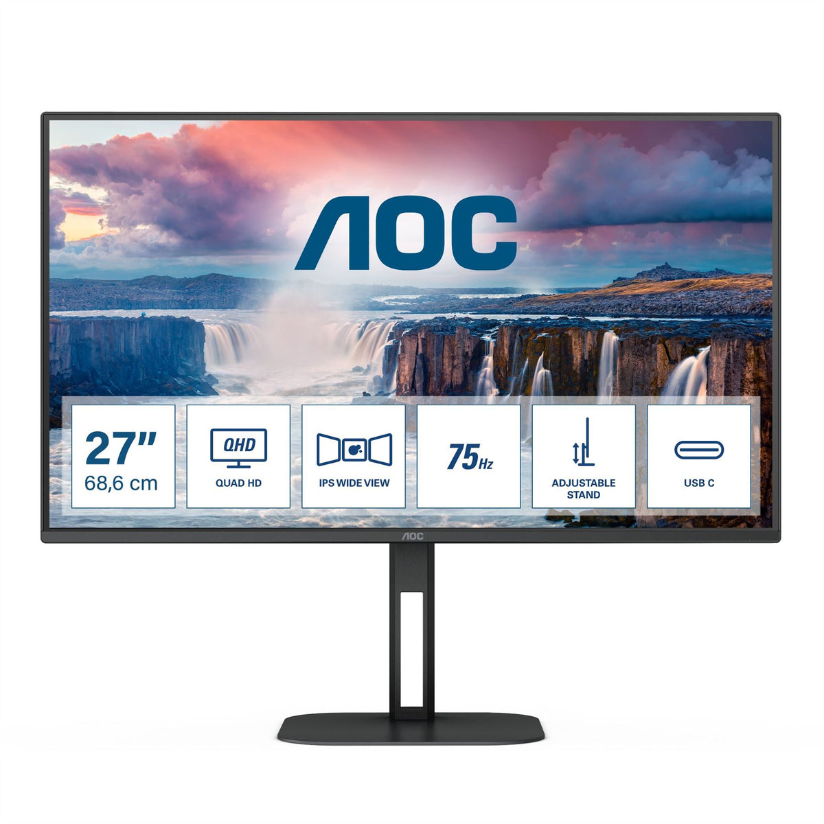 AOC V5 Q27V5C 68.6 cm (27&quot;) 2560 x 1440 pixels Quad HD LED Black Monitor