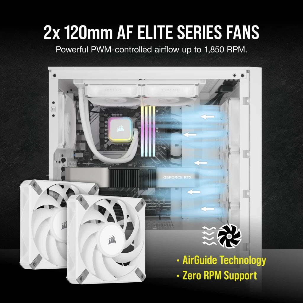 Corsair H100I Elite - All-in-one Liquid Processor Cooler in White - 120mm