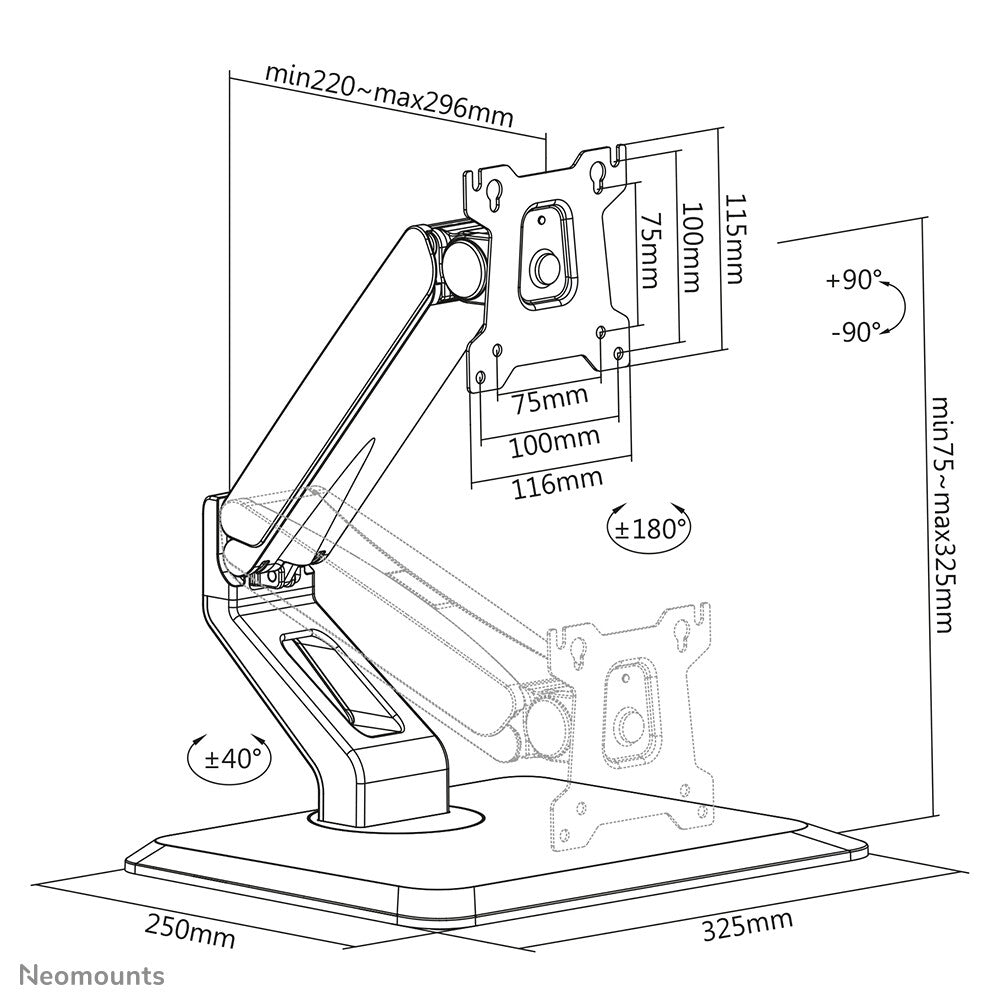 Neomounts FPMA-D885BLACK - Desk monitor stand for38.1 cm (15&quot;) to 81.3 cm (32&quot;)