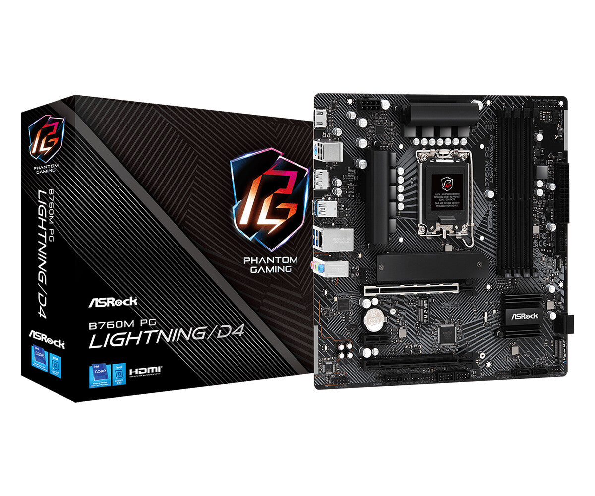 Asrock B760M PG Lightning/D4 micro ATX motherboard - Intel B760 LGA 1700