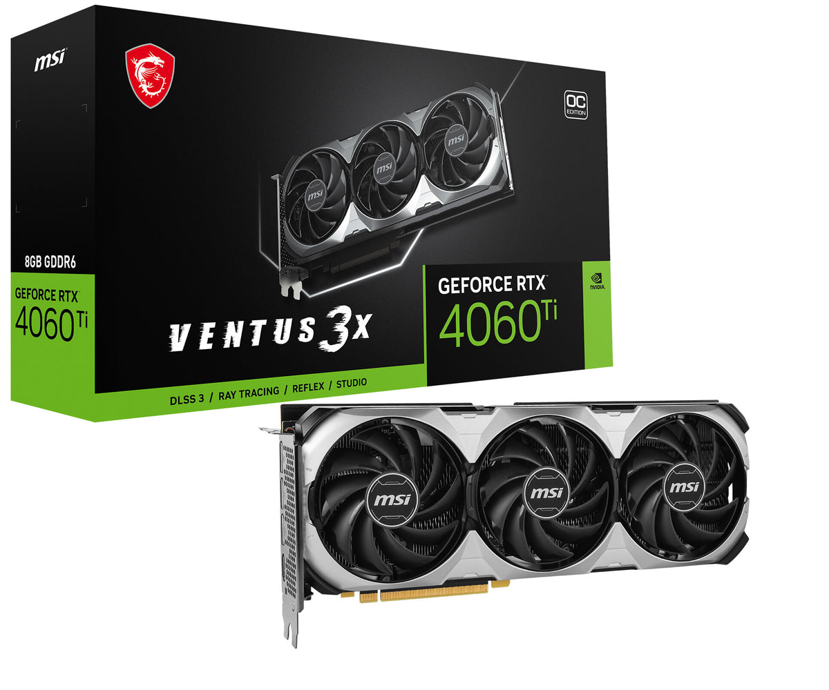 MSI VENTUS 3X 8G OC - NVIDIA 8 GB GDDR6 GeForce RTX 4060 Ti graphics card