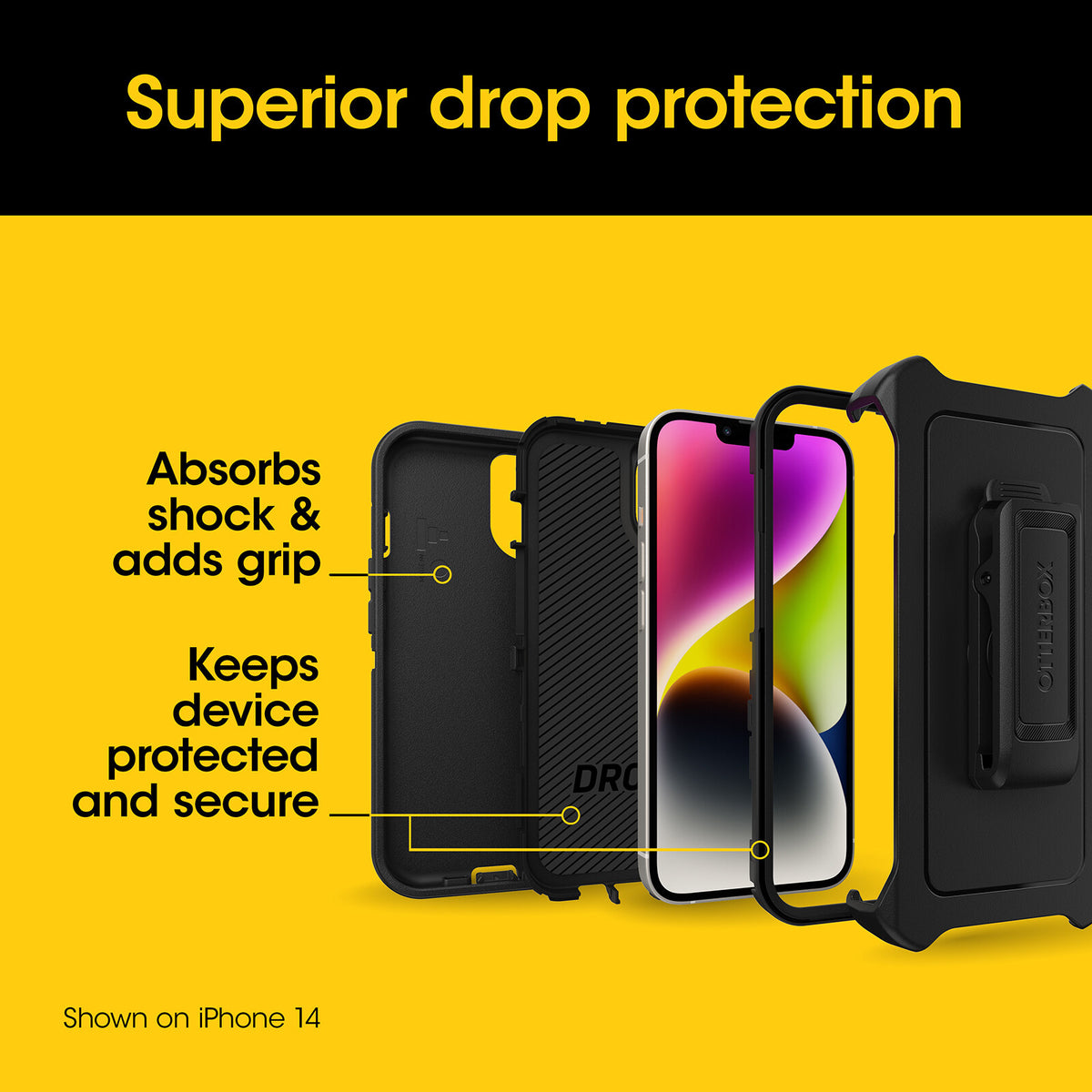 OtterBox Defender Series for iPhone 15 Pro in Black