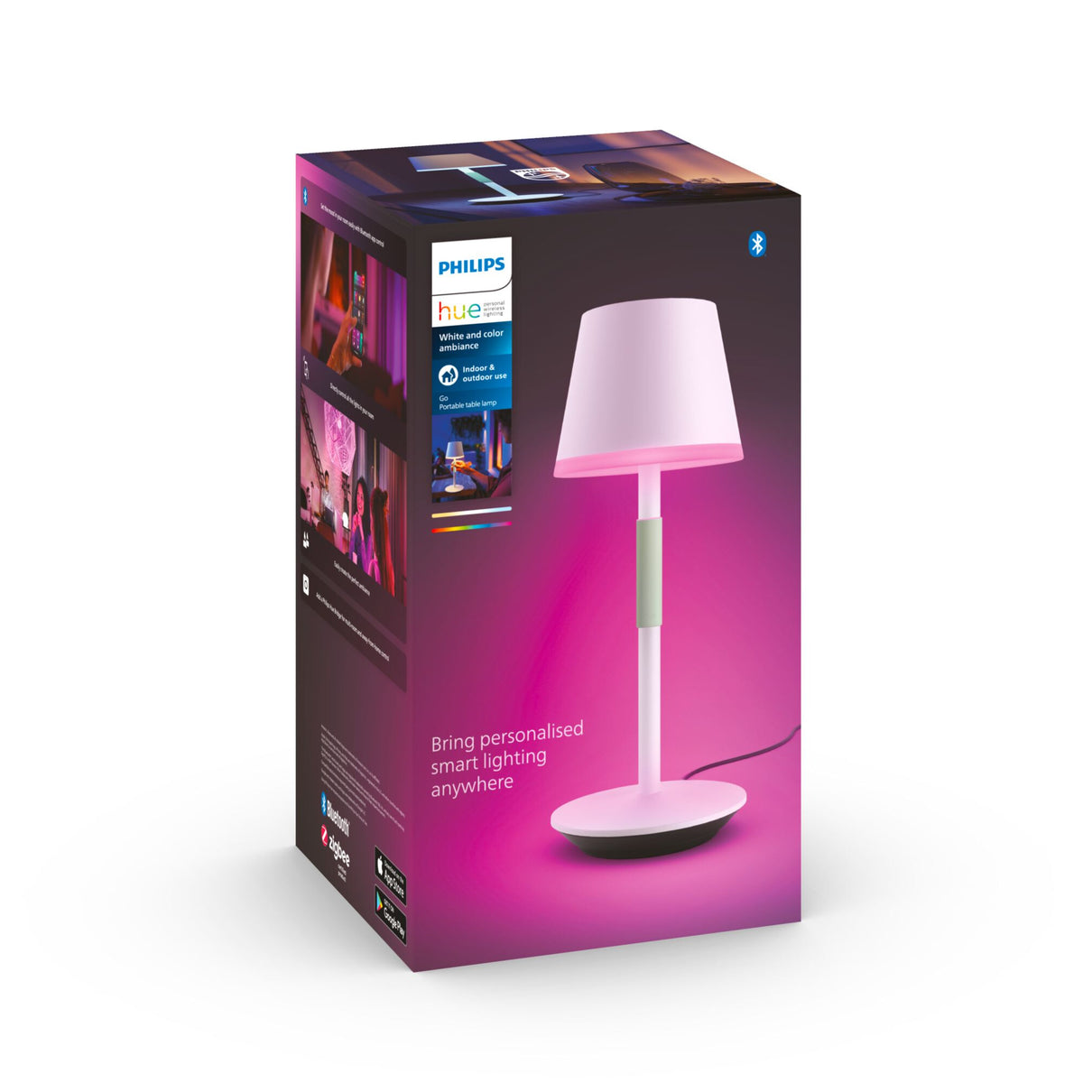 Philips Go portable table lamp in White - White and colour ambience