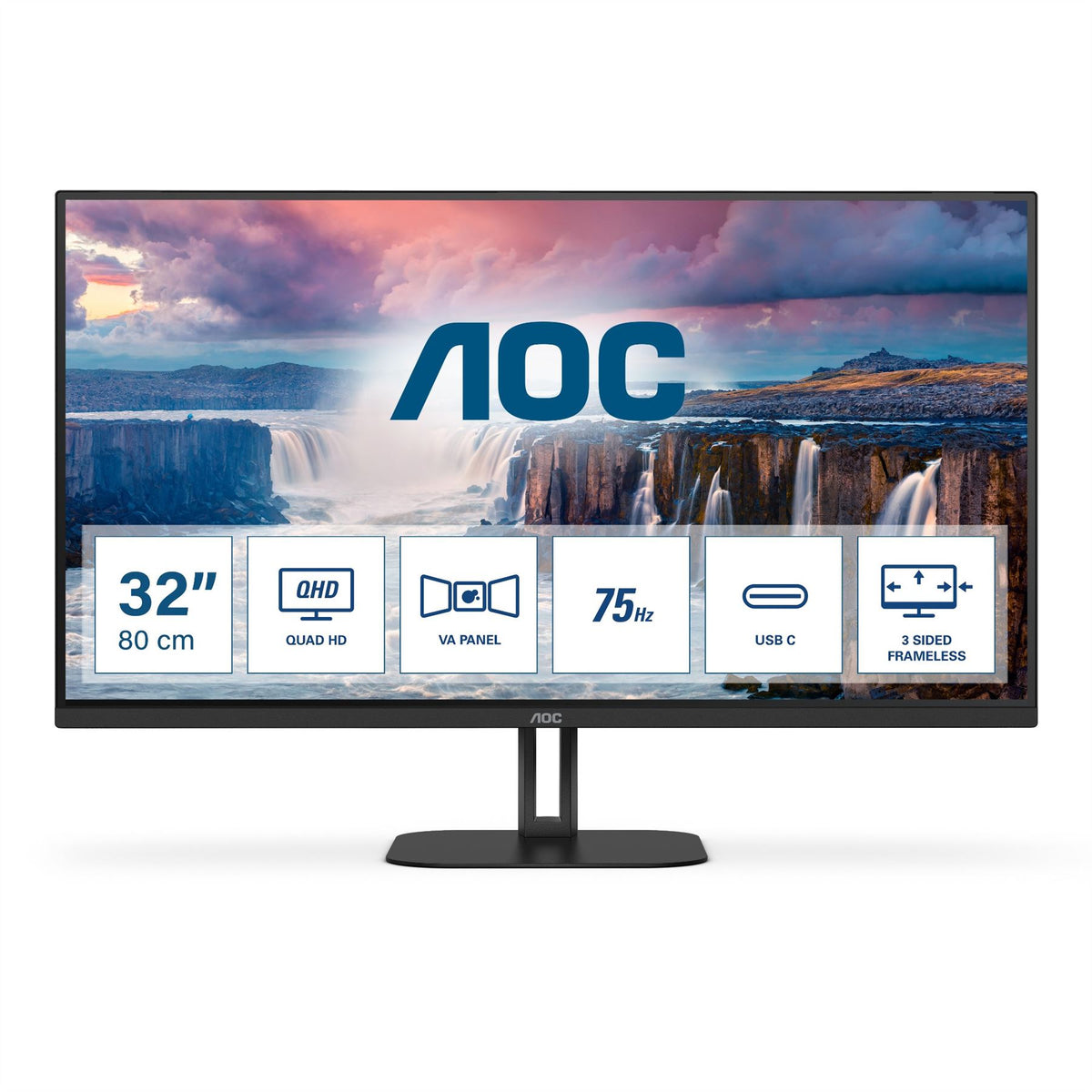 AOC V5 Q32V5CE 80 cm (31.5&quot;) 2560 x 1440 pixels Quad HD LED Black Monitor