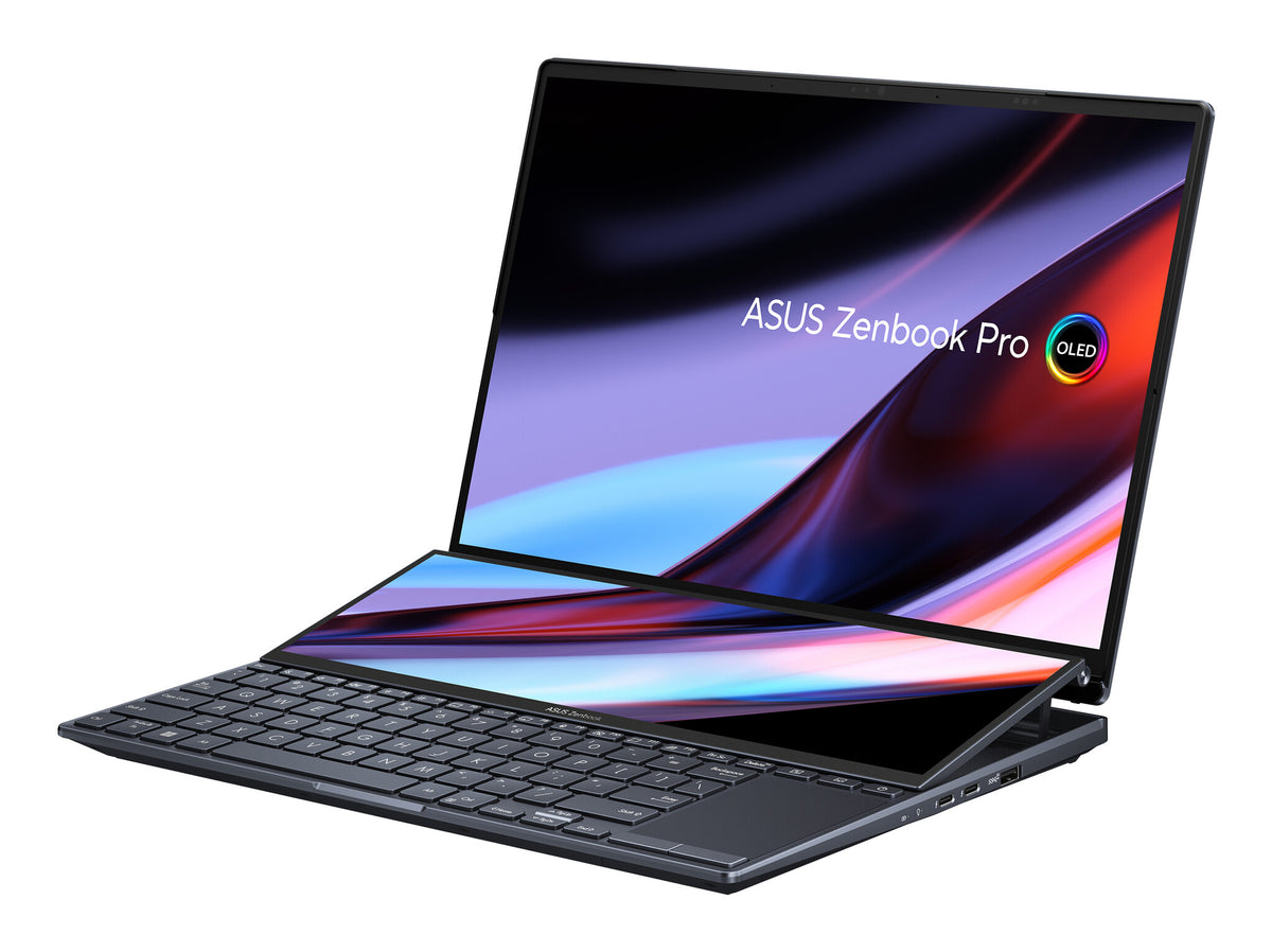 ASUS Zenbook Pro 14 Duo OLED Laptop - 36.8 cm (14.5&quot;) - Touchscreen - Intel® Core™ i9-12900H - 32 GB LPDDR5-SDRAM - 1 TB SSD - NVIDIA GeForce RTX 3050 Ti - Wi-Fi 6E - Windows 11 Home - Black