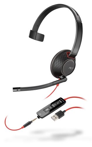 POLY Blackwire 5210 Headset Wired Head-band Calls/Music USB Type-A Black, Red