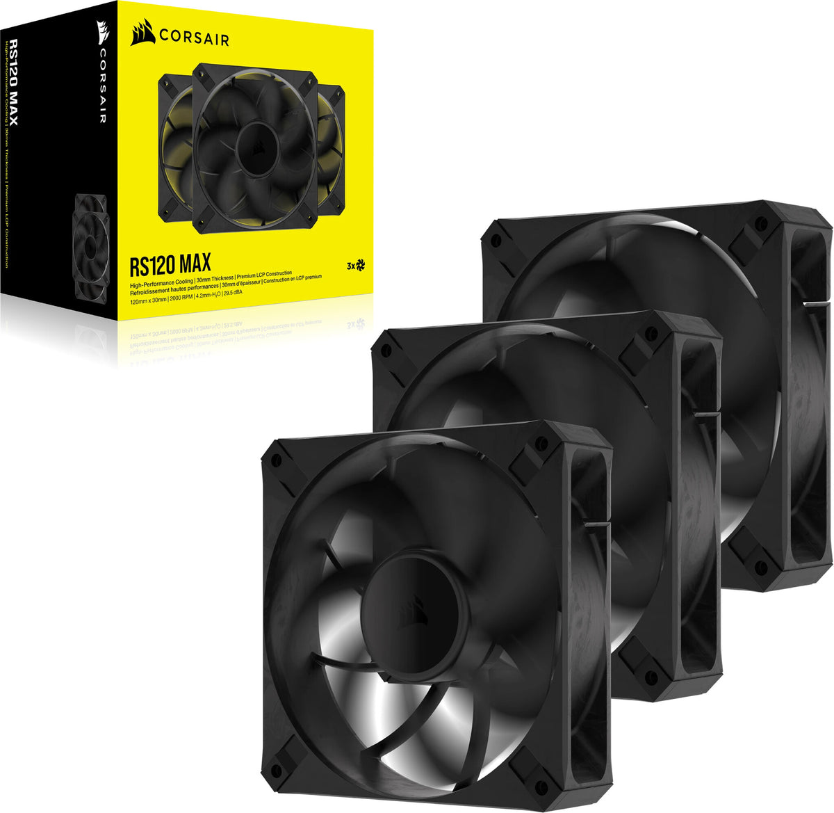 Corsair RS120 MAX - Computer Case Fan in Black - 120mm (Pack of 3)