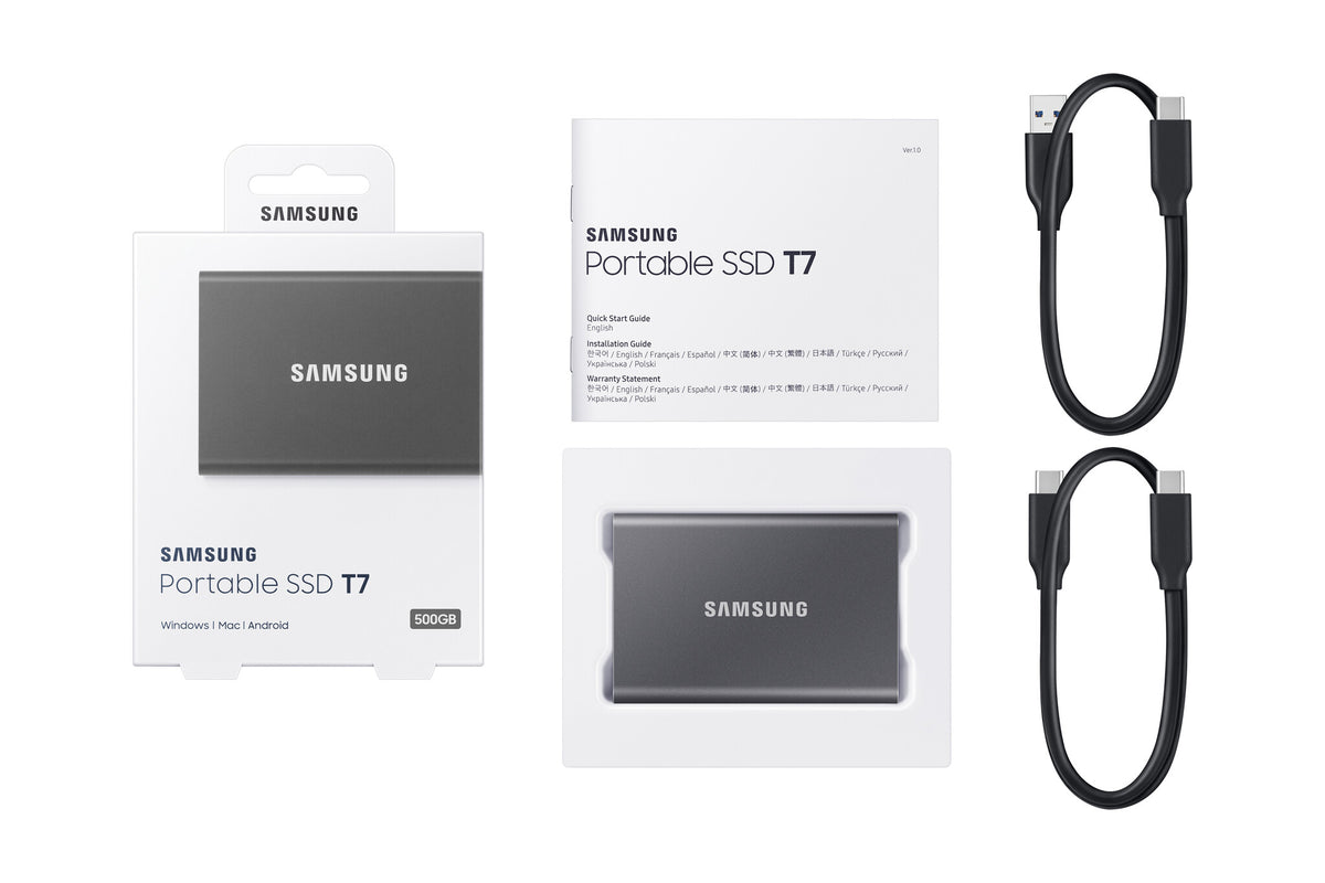 Samsung T7 Portable SSD in Grey - 500 GB