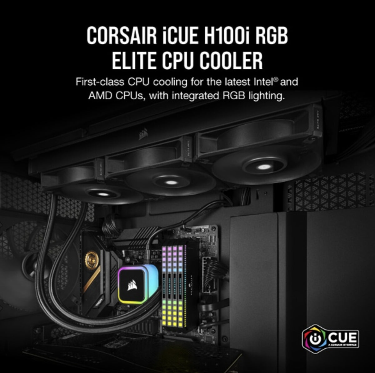 Corsair iCUE H100i RGB ELITE - All-in-one Liquid Processor Cooler in Black - 240mm