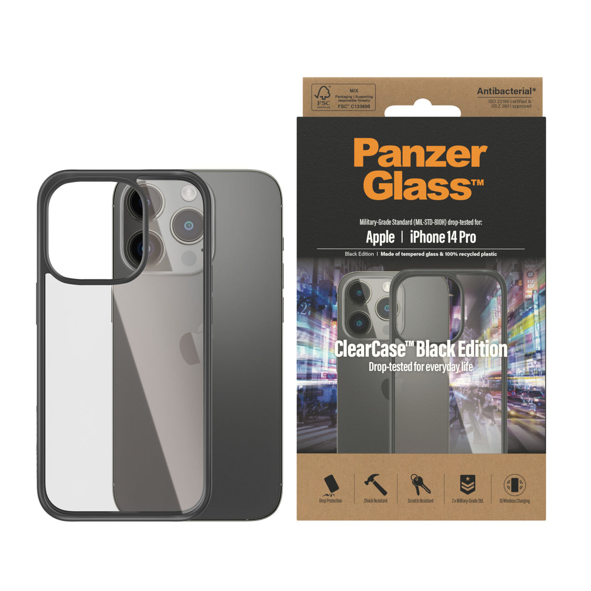 PanzerGlass ® ClearCase for iPhone 14 Pro in Black