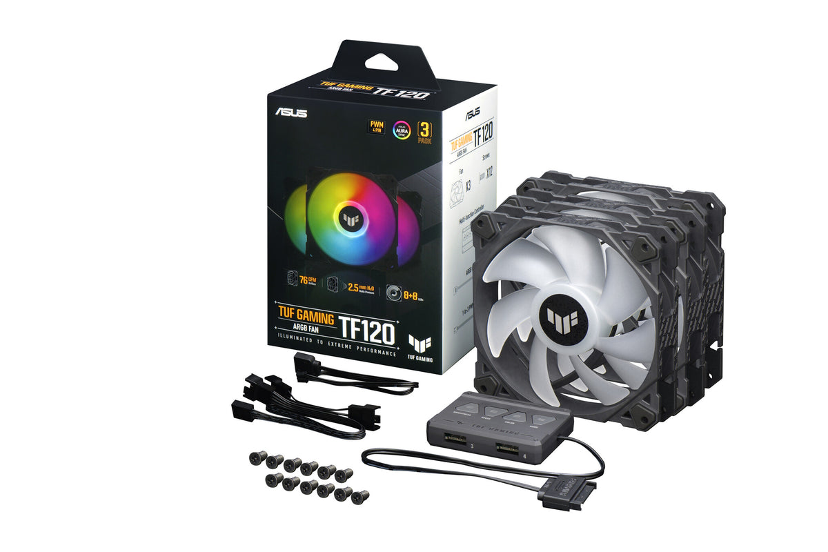 ASUS TUF Gaming TF120 ARGB - Computer Case Fan in Black - 120mm (Pack of 3)