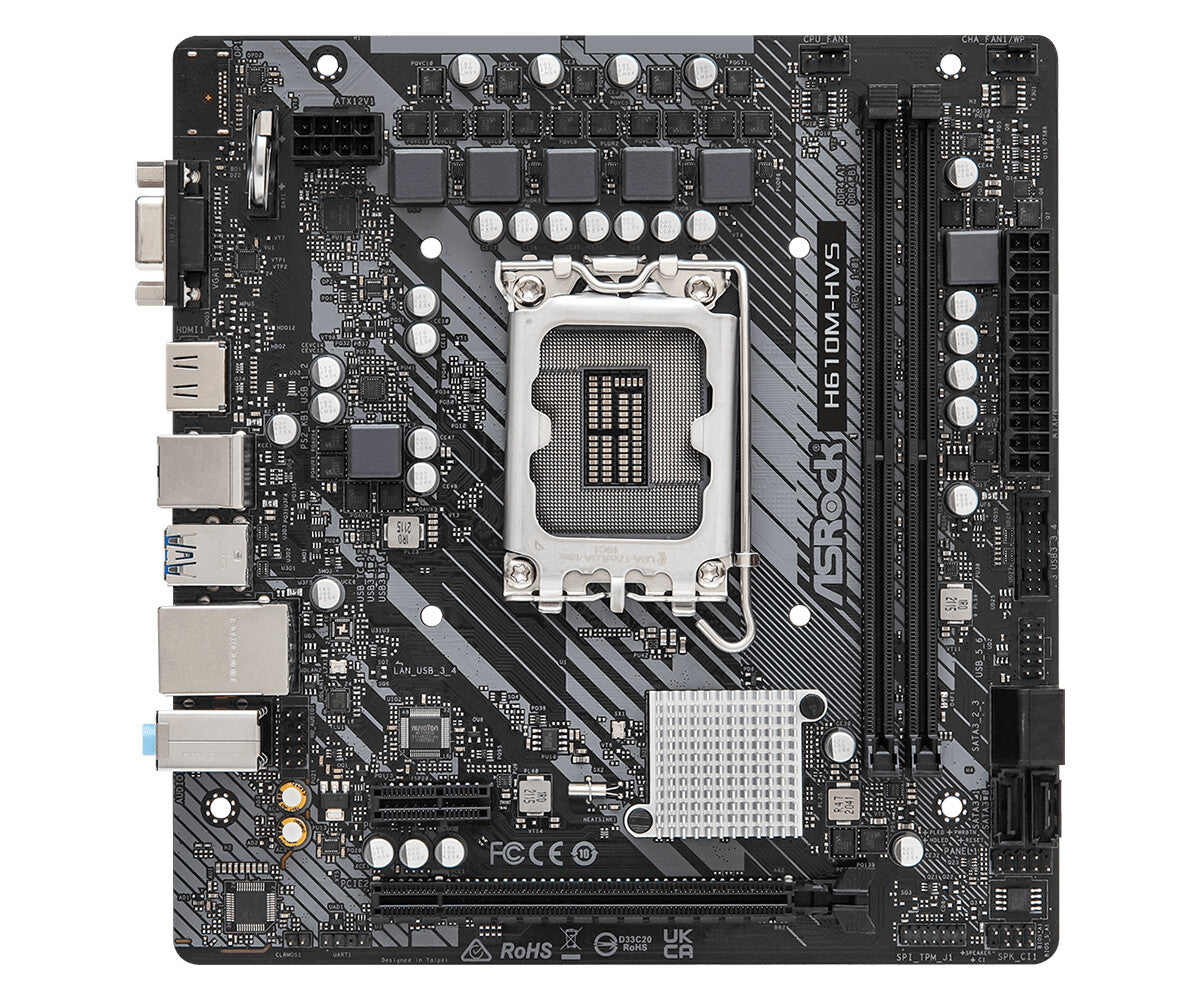 Asrock H610M-HVS micro ATX motherboard - Intel H610 LGA 1700