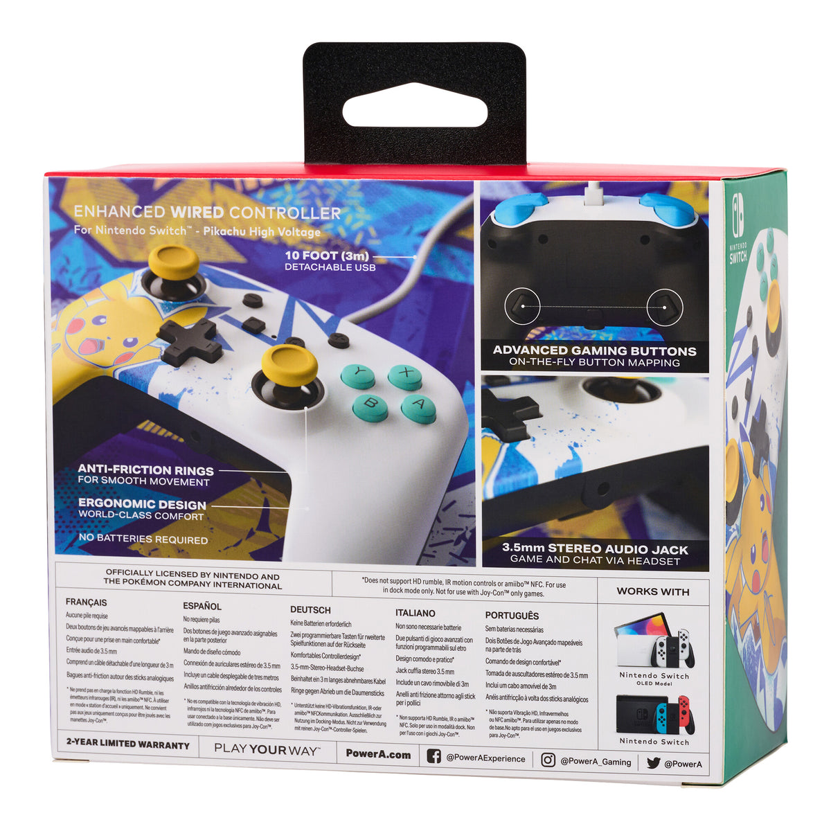 PowerA Enhanced Wired Controller for Nintendo Switch - Pikachu High Voltage