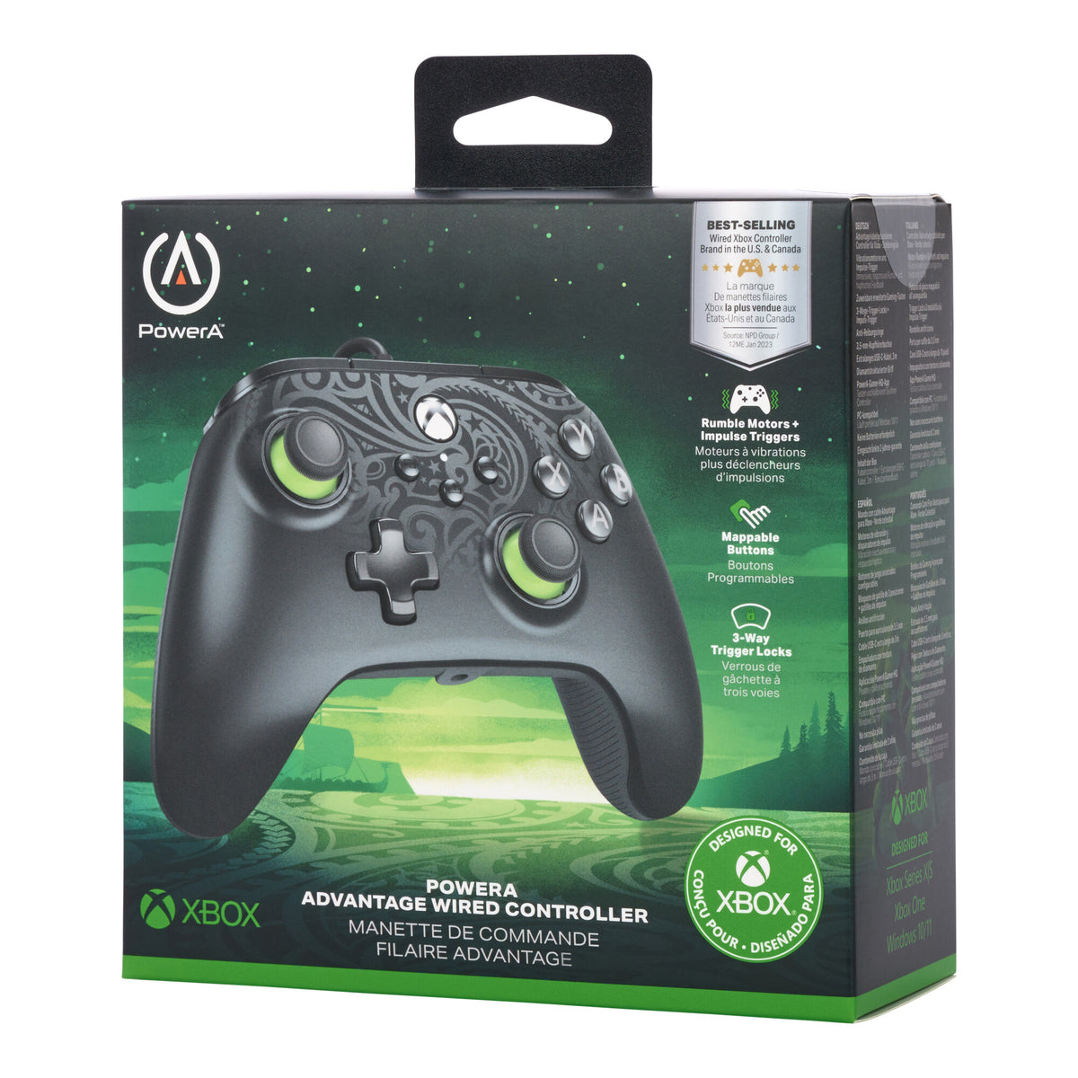 PowerA Advantage Wired Gaming Controller for PC / Xbox Series X|S in Black / Lime