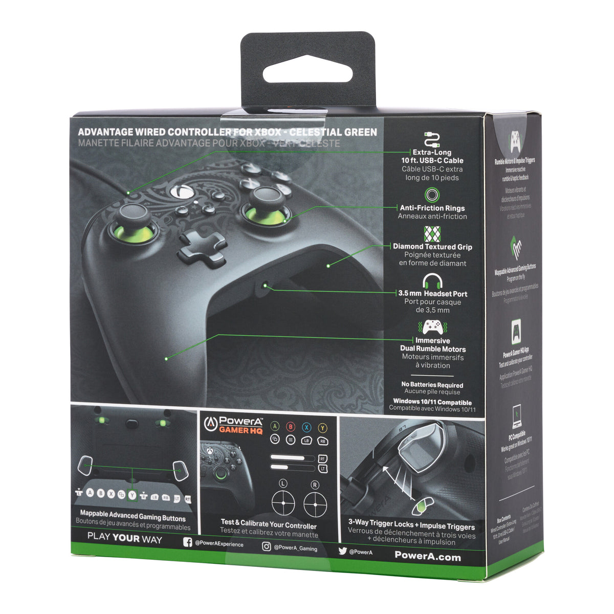 PowerA Advantage Wired Gaming Controller for PC / Xbox Series X|S in Black / Lime