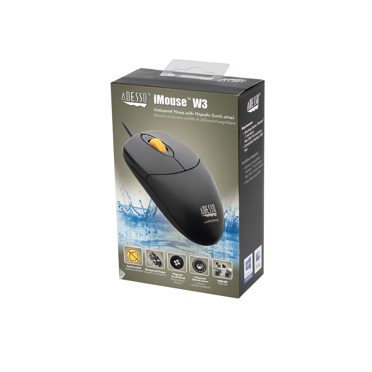 Adesso iMouse W3 USB Type-A Optical mouse - 1,000 DPI