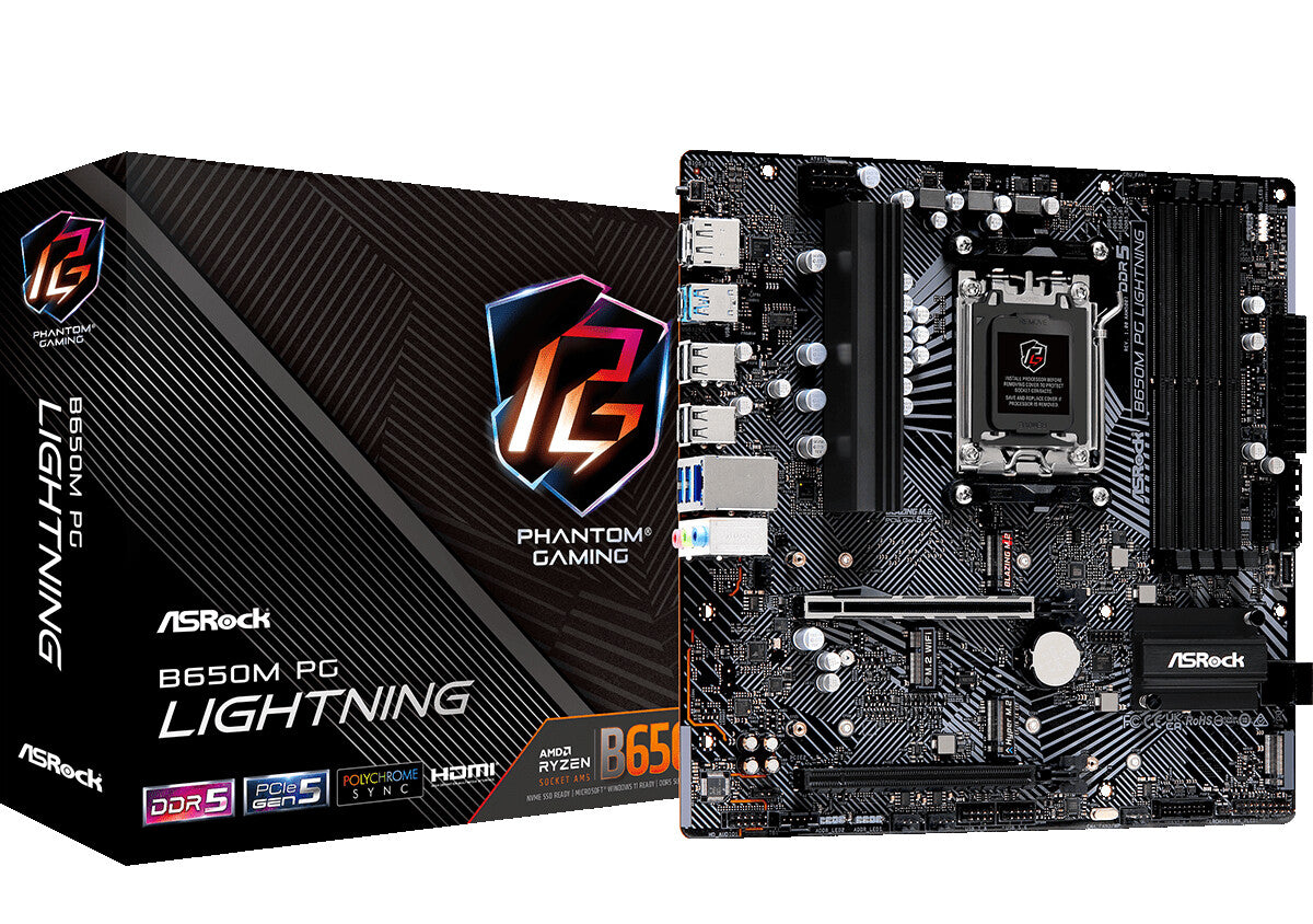 Asrock B650M PG Lightning micro ATX motherboard - AMD B650 Socket AM5