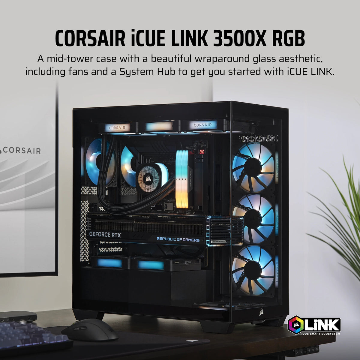 Corsair iCUE LINK 3500X RGB - EATX Mid Tower Case in Black