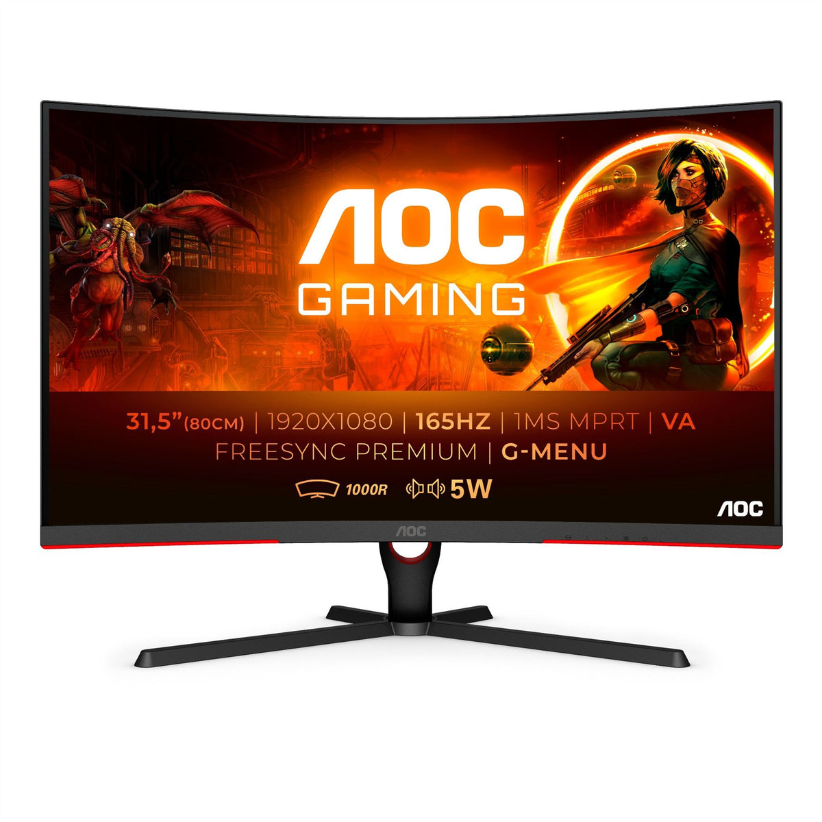 AOC C32G3AE/BK Computer Monitor 80 cm (31.5&quot;) 1920 x 1080 pixels Full HD LED Black, Red