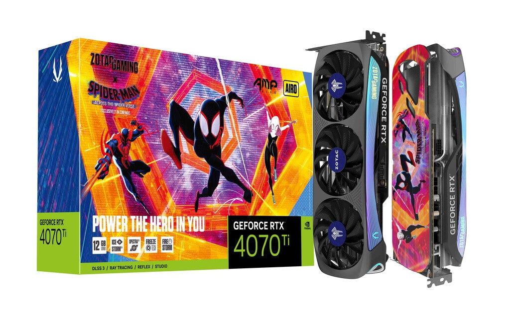 Zotac GAMING AMP AIRO SPIDER-MAN - NVIDIA 12 GB GDDR6X GeForce RTX 4070 Ti graphics card