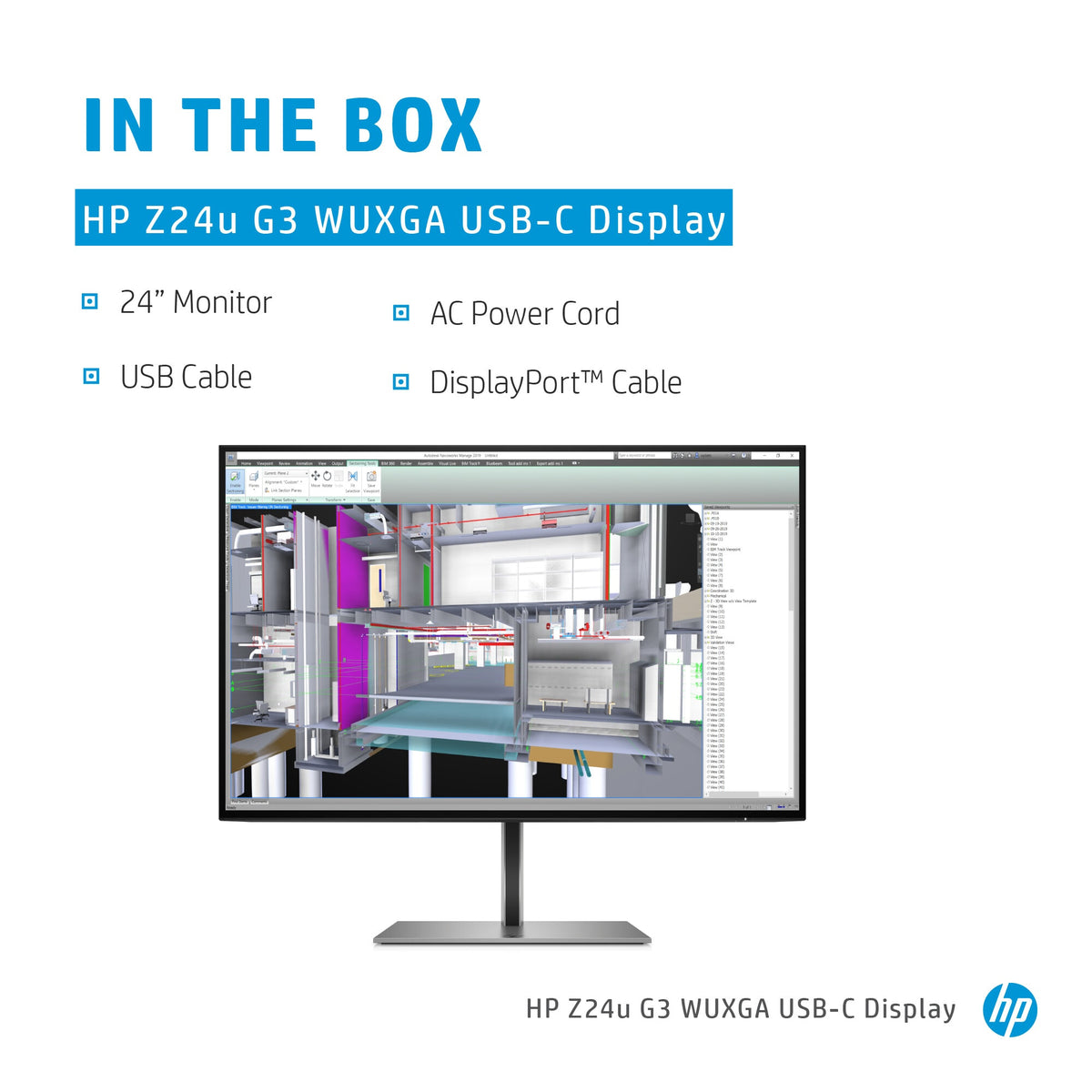 HP Z24u G3 - 61 cm (24&quot;) - 1920 x 1200 pixels LCD Monitor