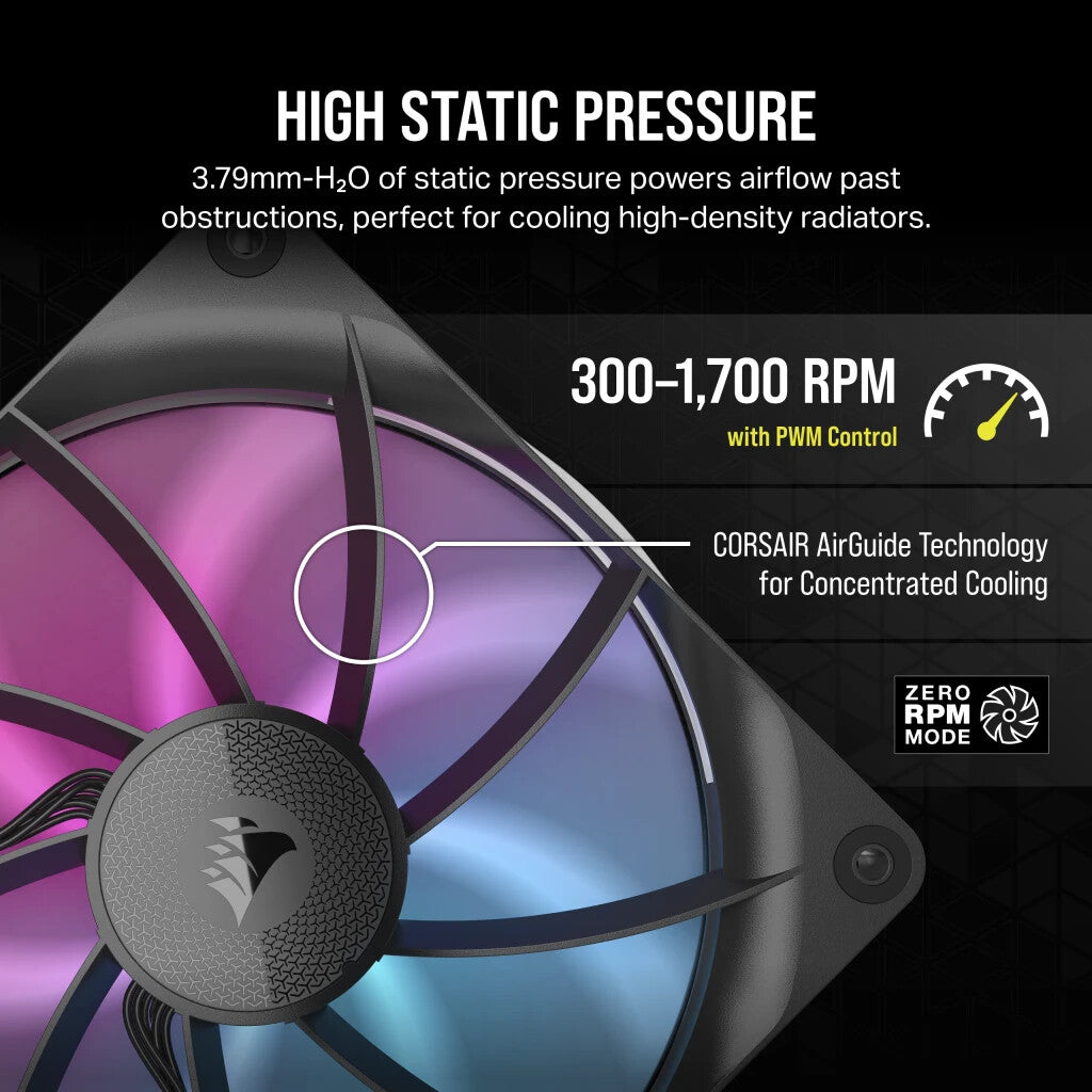 Corsair iCUE LINK RX140 RGB - PWM Computer Case Fan in Black - 140mm