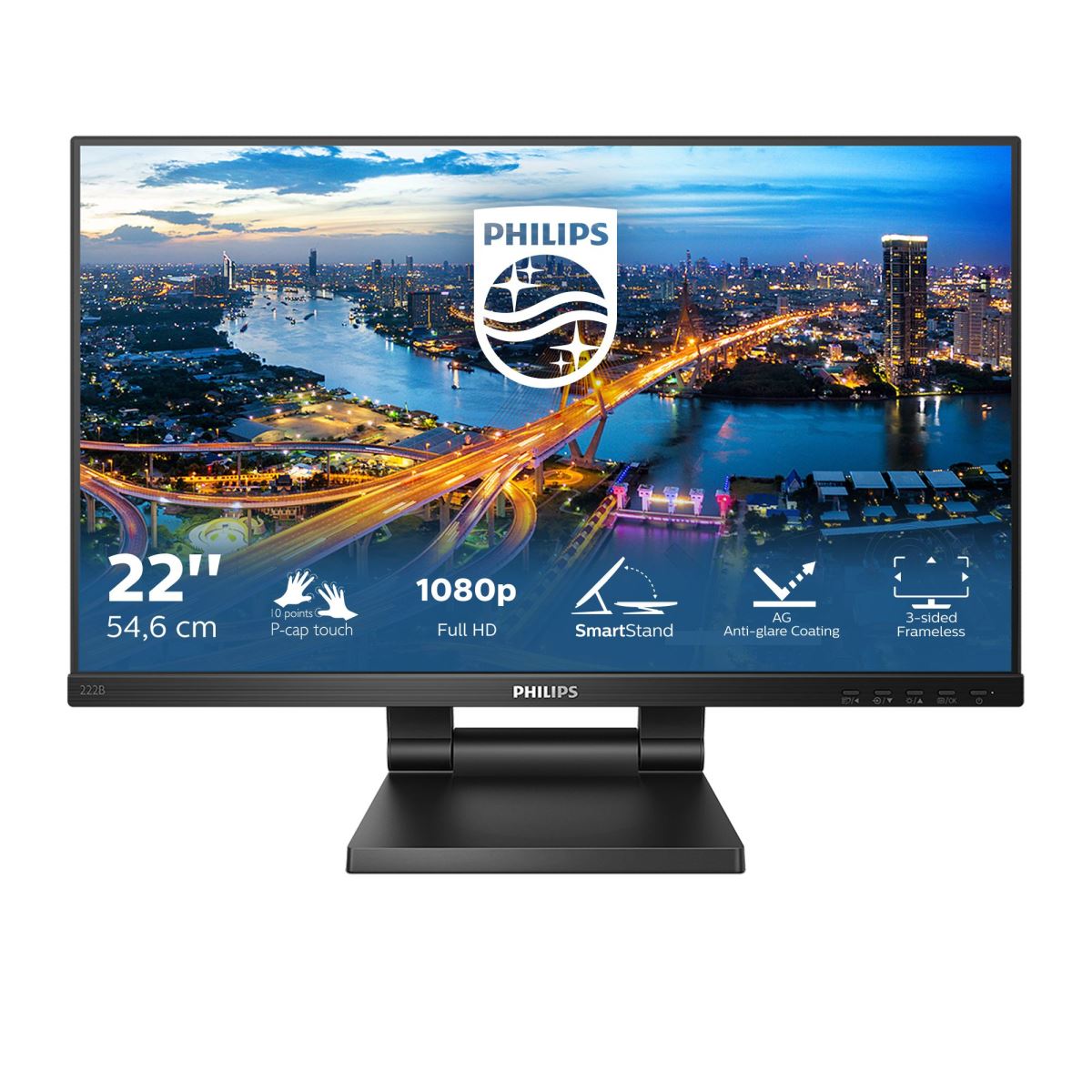 Philips B Line 222B1TC/00 Computer Monitor 54.6 cm (21.5&quot;) 1920 x 1080 pixels Full HD LED Touchscreen Black