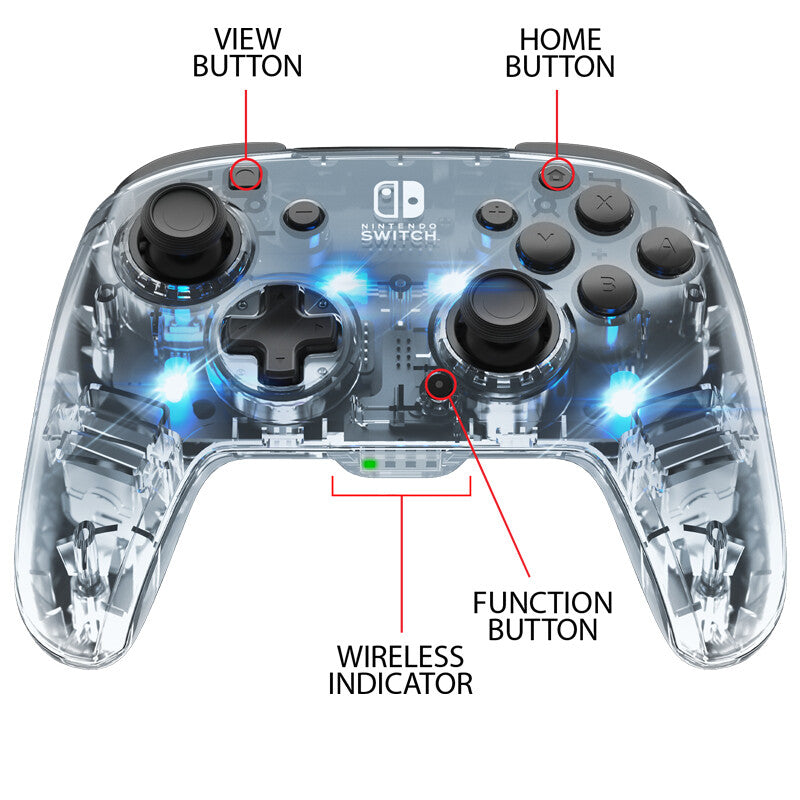 PDP Afterglow - Wireless Deluxe Controller for Nintendo Switch in Transparent