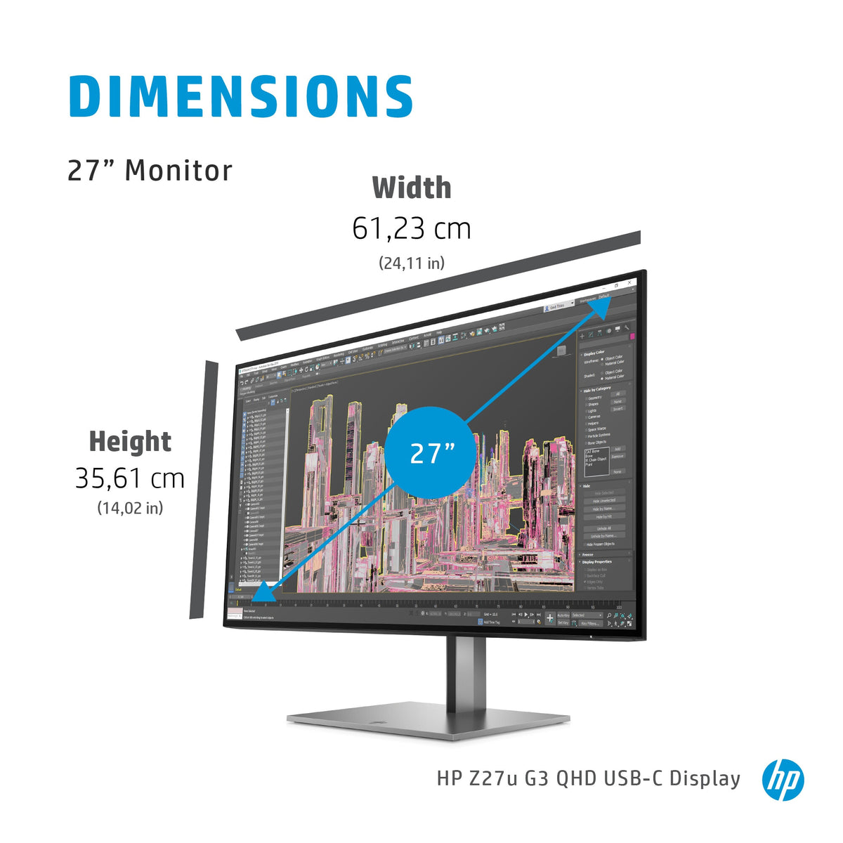 HP Z27U G3 - 68.6 cm (27&quot;) - 2560 x 1440 pixels Quad HD Monitor