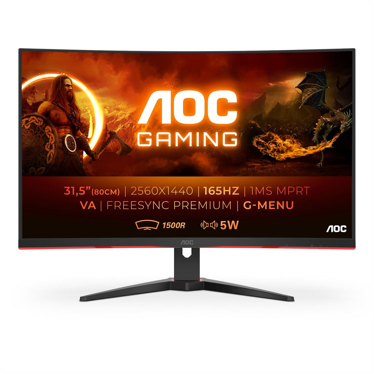 AOC G2 CQ32G2SE/BK LED display 80 cm (31.5&quot;) 2560 x 1440 pixels 2K Ultra HD Black, Red Monitor