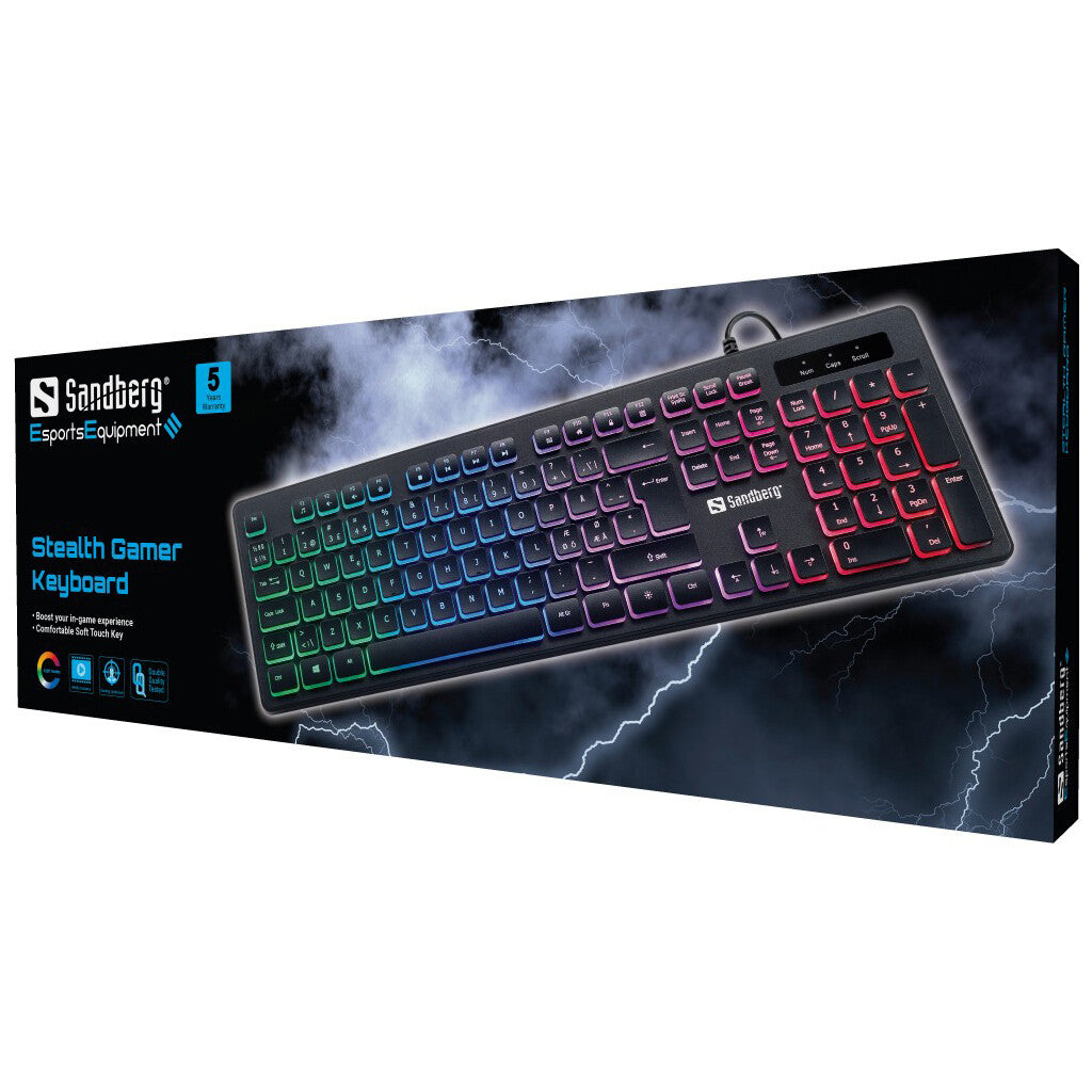 Sandberg E-Sports - USB Wired Membrane Gaming Keyboard in Black (QWERTY Nordic)