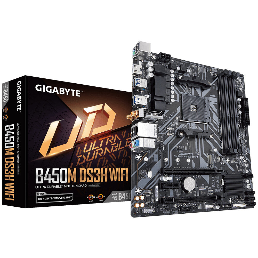 Gigabyte GA-B450M-DS3H-WIFI micro ATX motherboard - AMD B450 Socket AM4