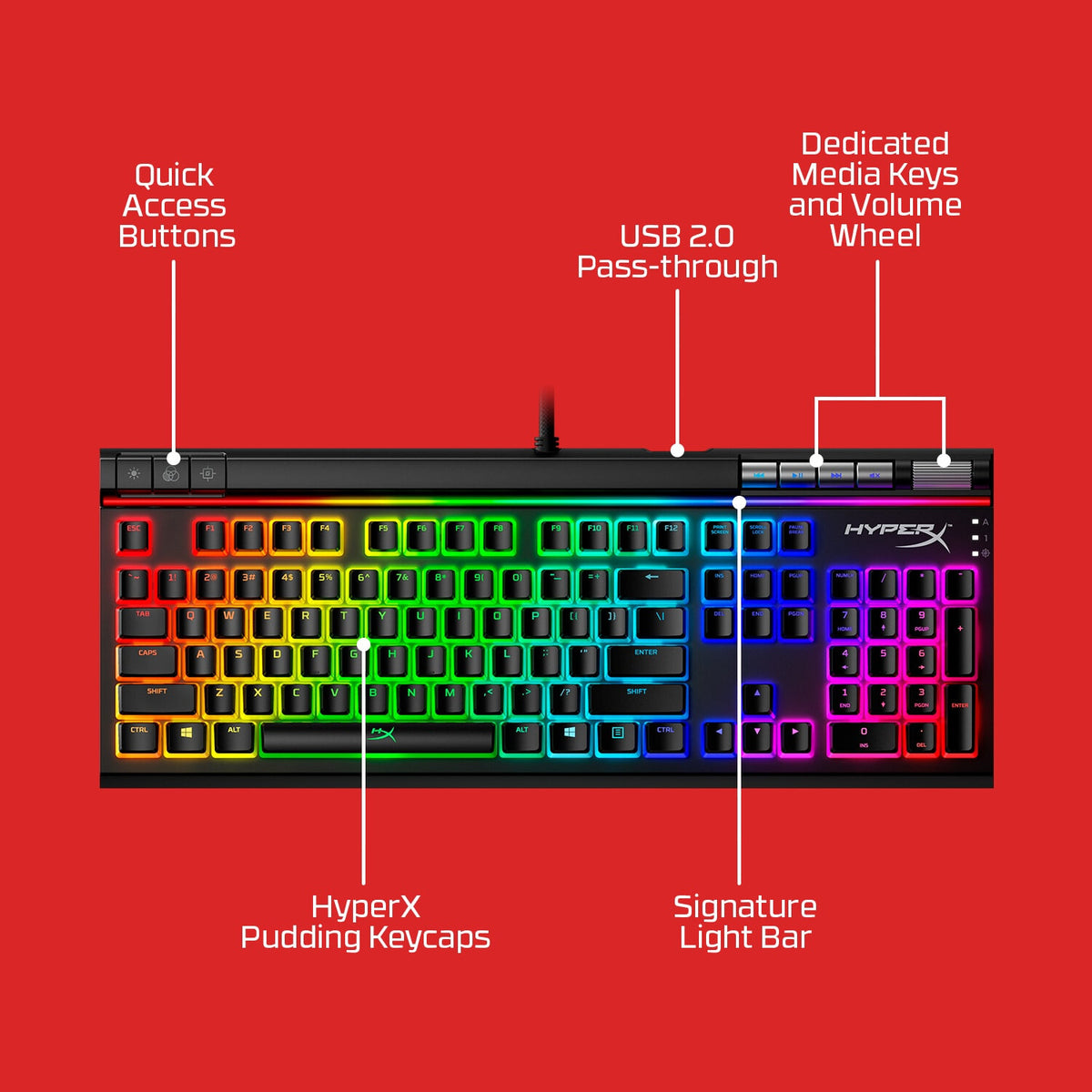 HyperX Alloy Elite 2 - USB Wired RGB Mechanical Gaming Keyboard in Black (QWERTY UK)