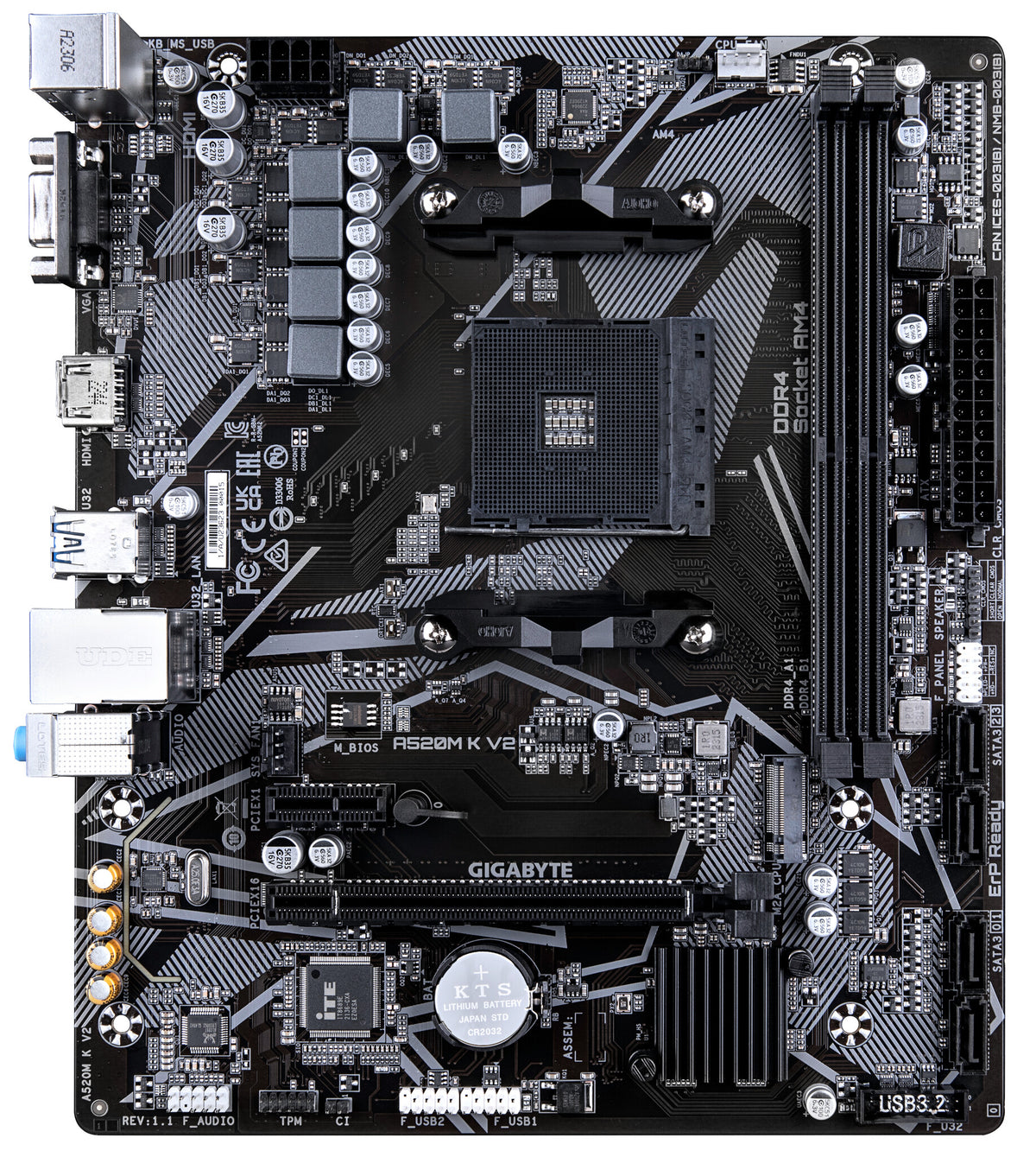 Gigabyte A520M K V2 Micro  ATX motherboard -  AMD A520 Socket AM4