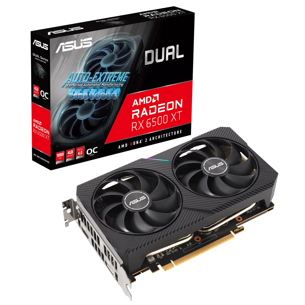 ASUS Dual OC - AMD 4 GB GDDR6 Radeon RX 6500 XT graphics card