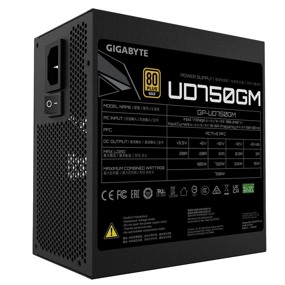 GIGABYTE GP-UD750GM - 750W 80+ Gold Fully Modular Power Supply Unit