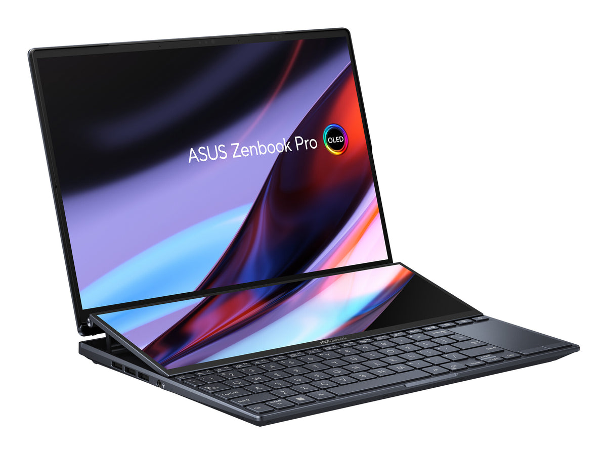 ASUS Zenbook Pro 14 Duo OLED Laptop - 36.8 cm (14.5&quot;) - Touchscreen - Intel® Core™ i9-12900H - 32 GB LPDDR5-SDRAM - 1 TB SSD - NVIDIA GeForce RTX 3050 Ti - Wi-Fi 6E - Windows 11 Home - Black