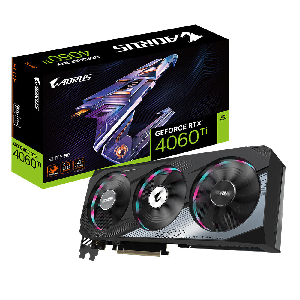 Gigabyte AORUS ELITE 8G - NVIDIA 8 GB GDDR6 GeForce RTX 4060 Ti graphics card