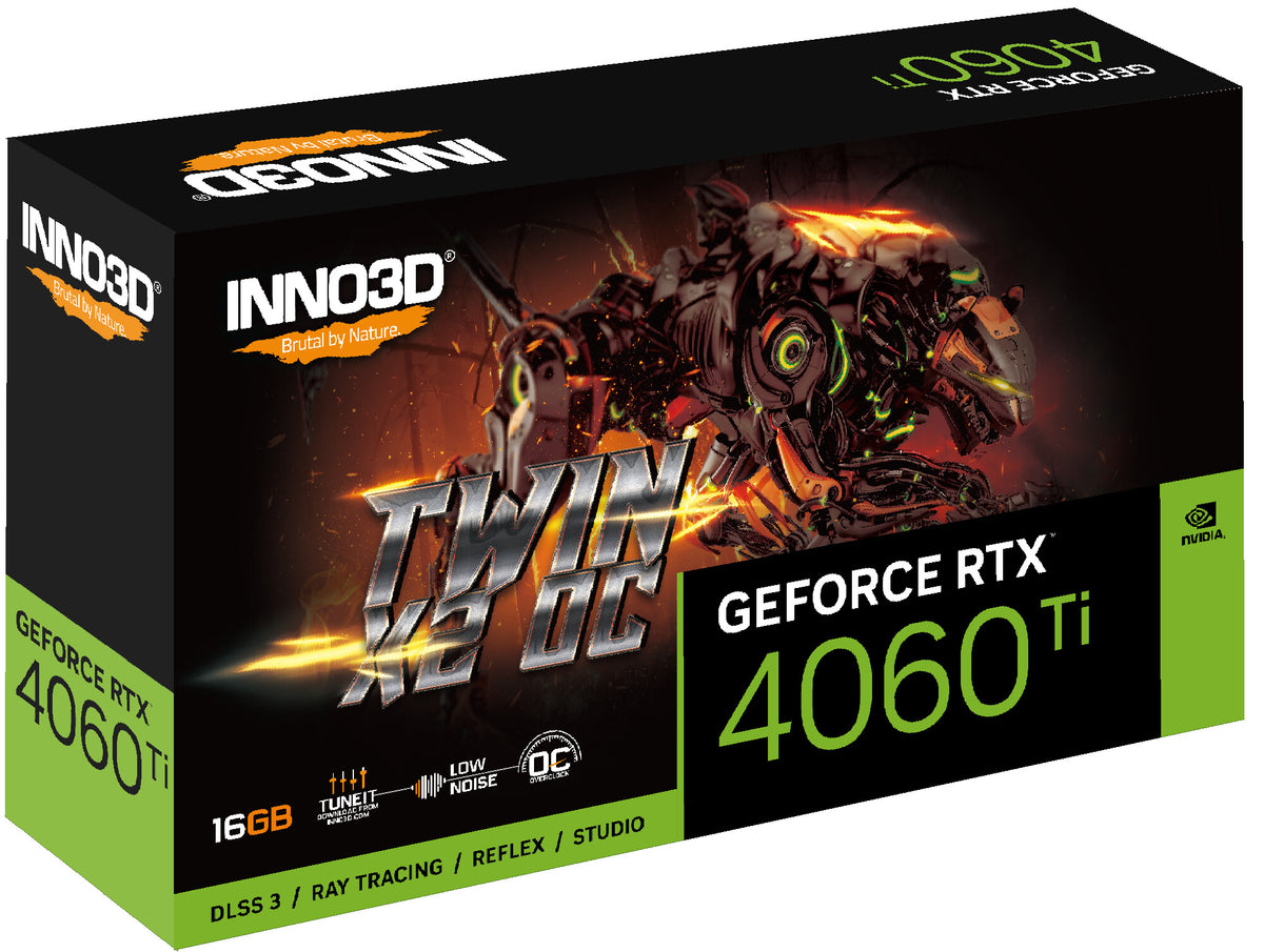 Inno3D Twin X2 OC - NVIDIA 16 GB GDDR6 GeForce RTX 4060 Ti graphics card