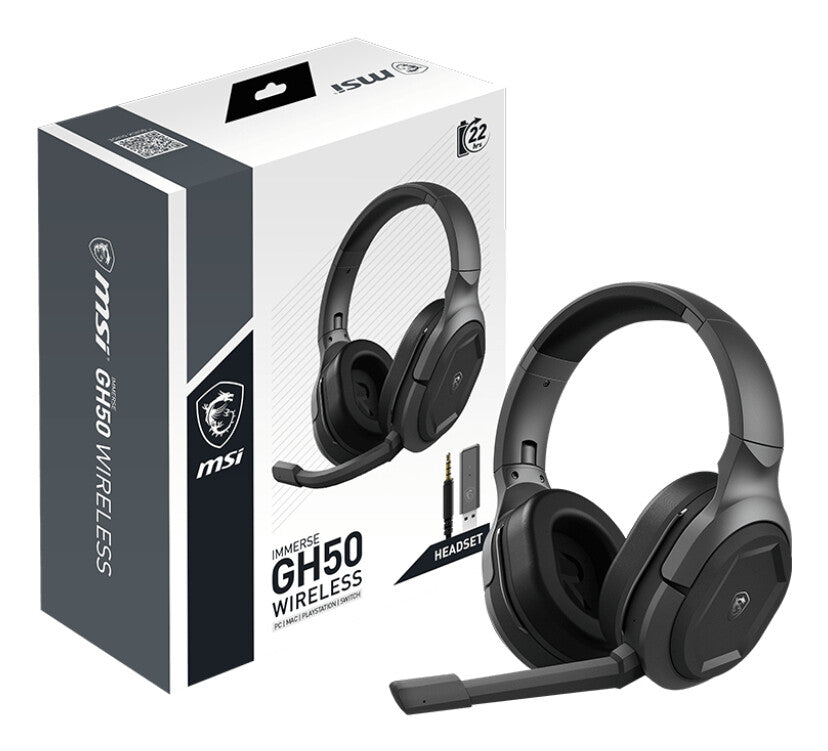 MSI Immerse GH50 Wireless - USB Wired &amp; Wireless Gaming Headset in Black