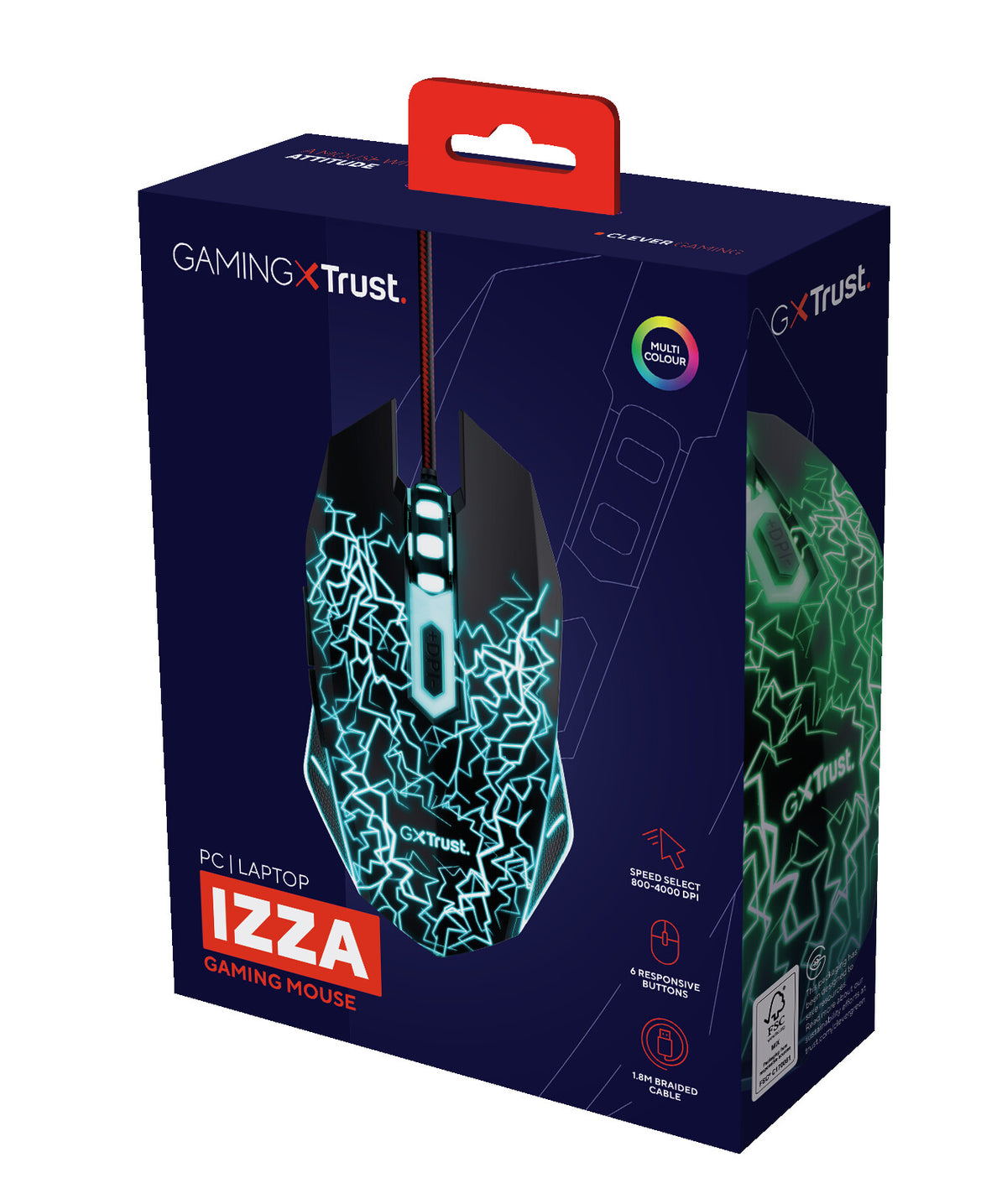 Trust GXT 105X Izza - USB Wired Optical Mouse in Black - 4,000 DPI