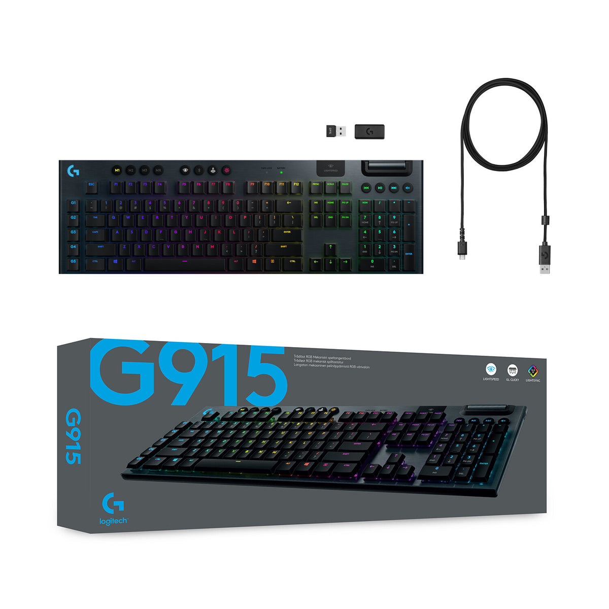 Logitech G - G915 LIGHTSPEED RGB - GL Tactile RF Wireless + Bluetooth Mechanical Gaming Keyboard