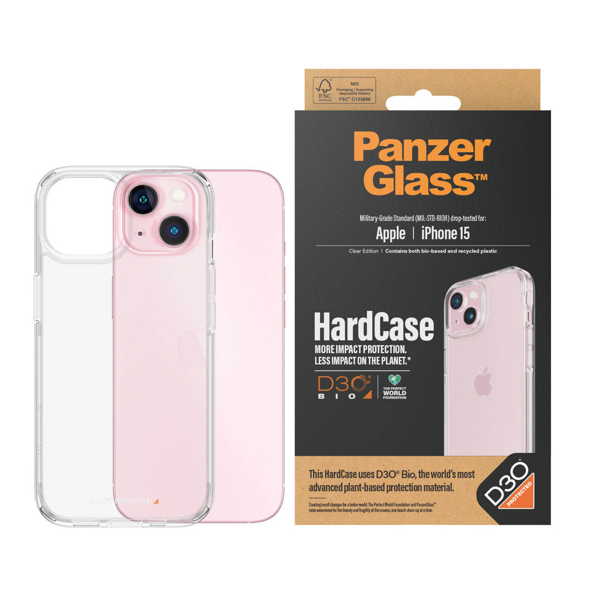 PanzerGlass ® HardCase with D3O for iPhone 15 in Transparent